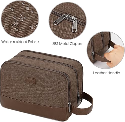 Miniatura 5 de WANDF Neceser de viaje para hombre, kit de aseo de lona para colgar, organizador de artículos de tocador de lona, resistente al agua, bolsa de
