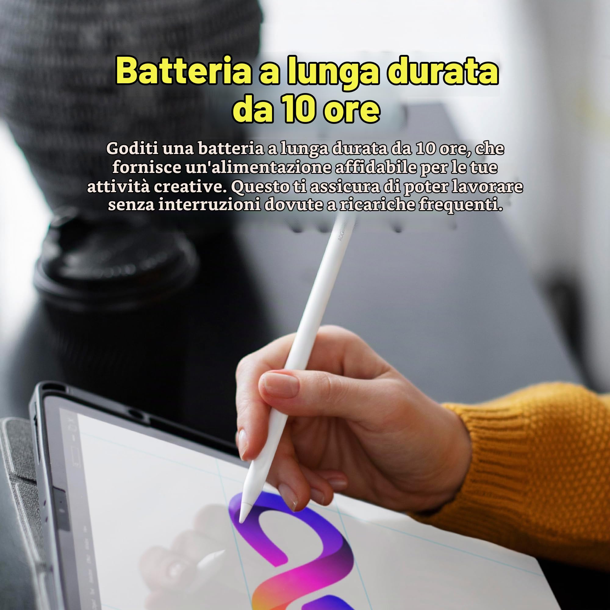 Adonit Dash SE (nero), attacco magnetico e lunga durata della batteria di 10 ore, penna stilo per scrittura/disegno, compatibile con la maggior parte dei dispositivi iOS, iPadOS e Android