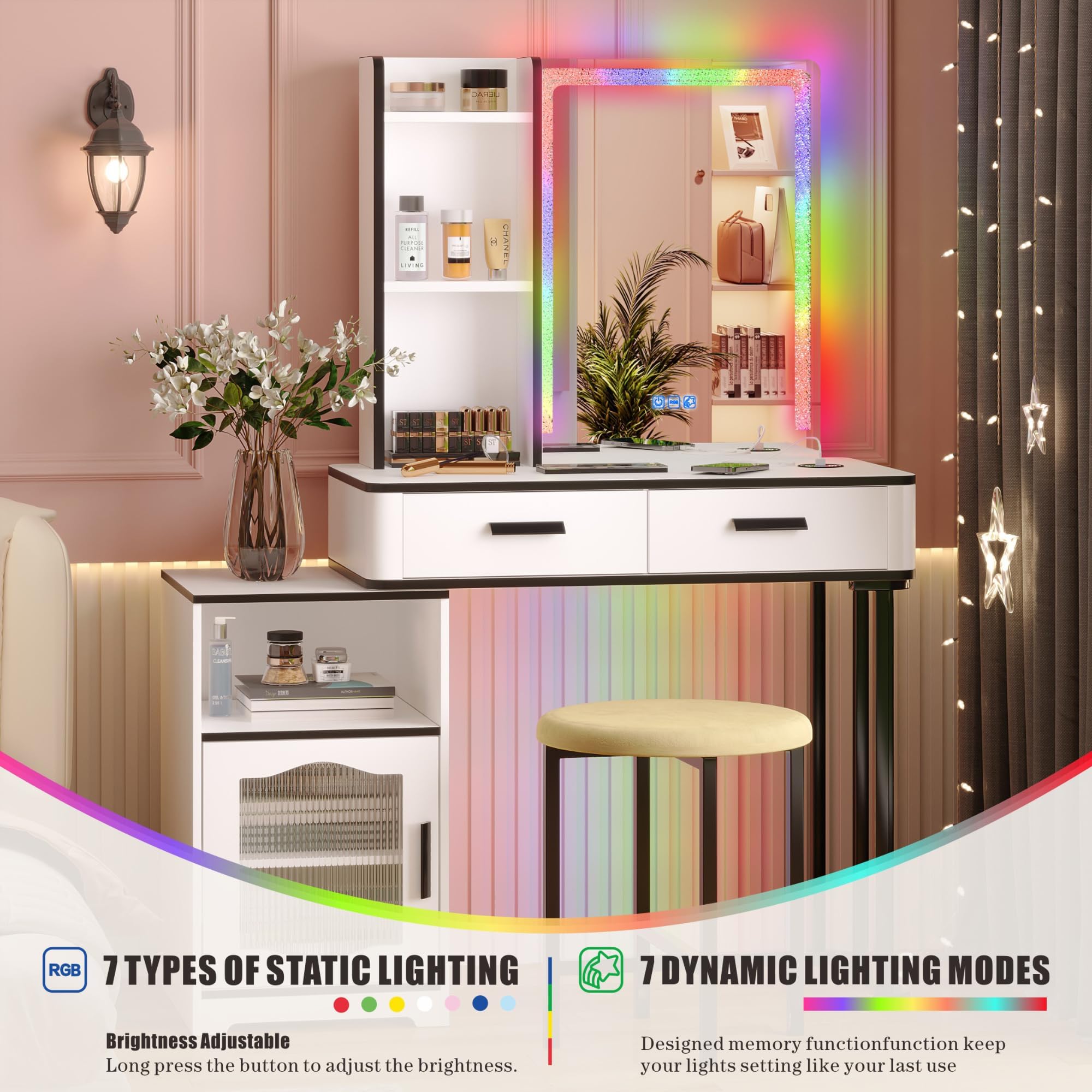 照明付き化粧台-Dressing table with lighting Dystler Dressing Table with Lighted LED Mirror: Makeup Vanity Set