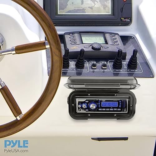 Miniatura 6 de Pyle Pyle PLMRCB3 - Cubierta universal para estéreo marino, resistente al agua, con puerta abatible y junta de neopreno, compatible con estéreo de
