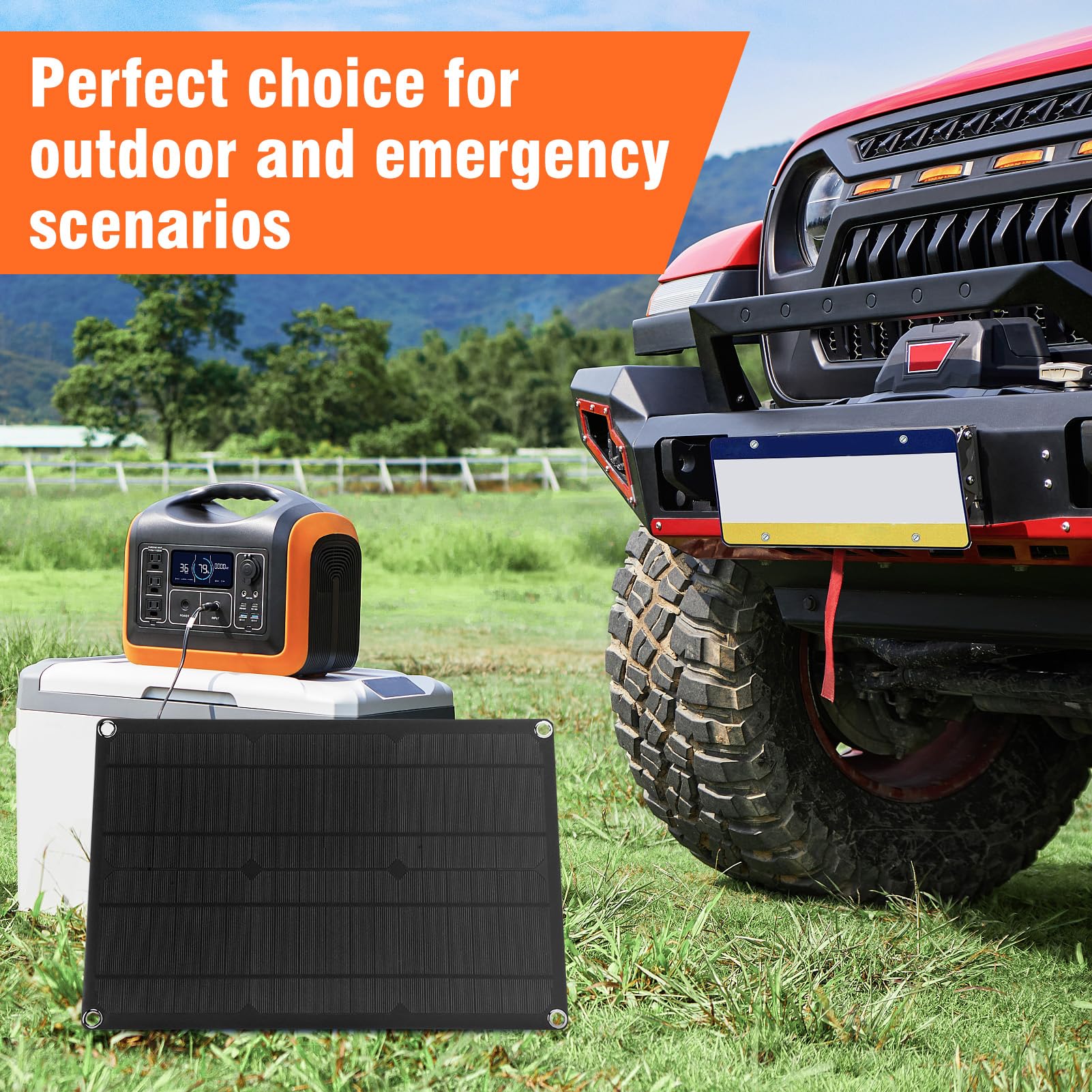 Caricabatterie solare per auto, kit pannello solare 12 V 20 W, pannello di ricarica solare portatile con scatola di controllo e cavi di conversione SAE, per auto, moto, barca