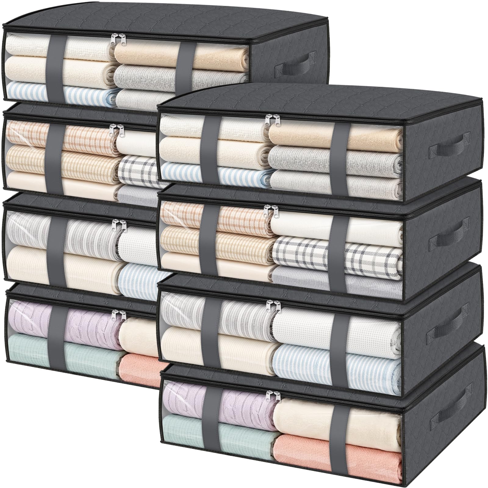 StorageRight Contenitori portaoggetti per vestiti, pieghevoli, per coperte, sotto il letto, contenitori per organizzare vestiti, camera da letto, piumone, armadio, dormitorio, trapunte, organizer