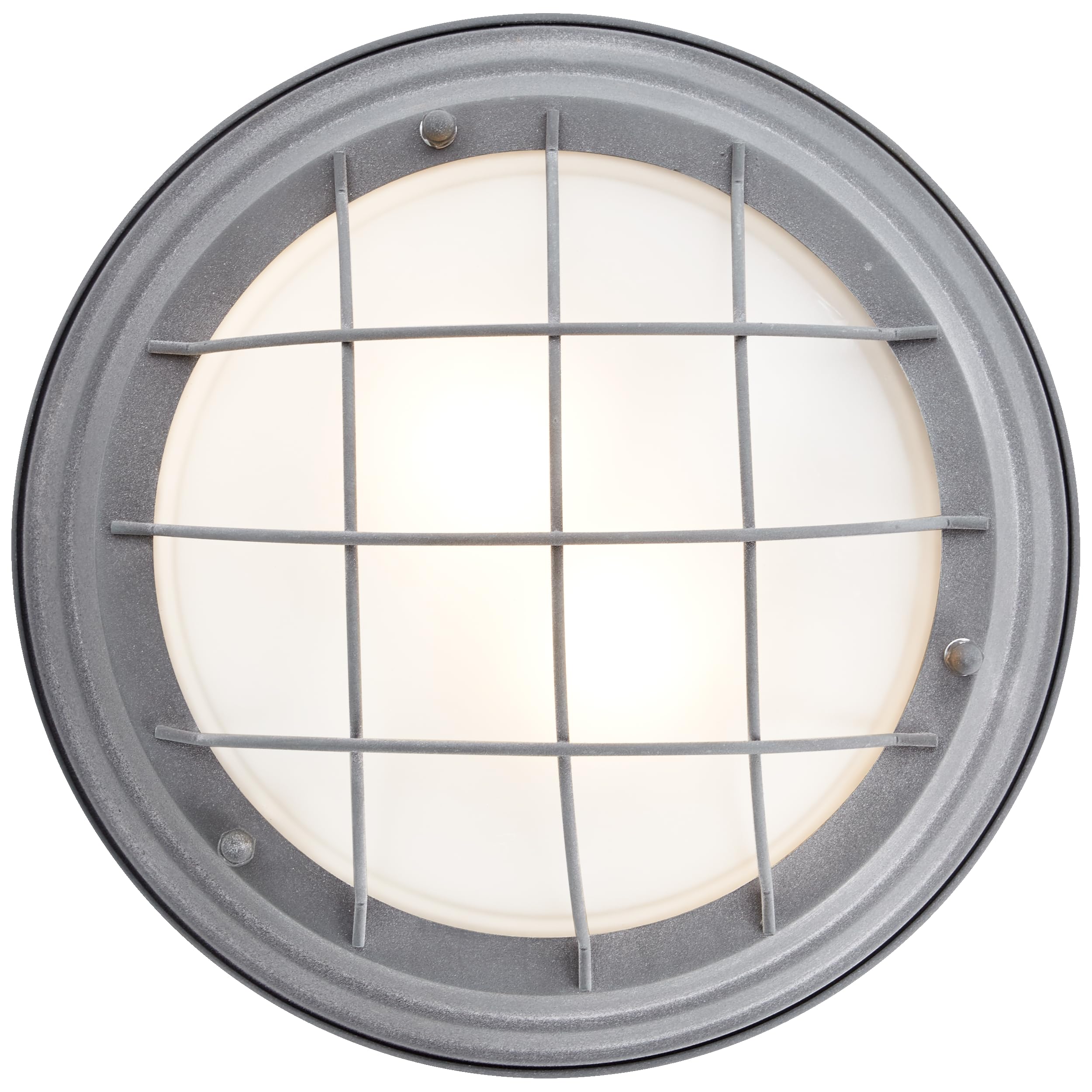 Lightbox Industrial Deckenlampe - Wand- und Deckenleuchte im Vintage Look - rustikale Bootsleuchte mit Glasscheibe - Metall/Glas Beton/Grau - 34cm Durchmesser