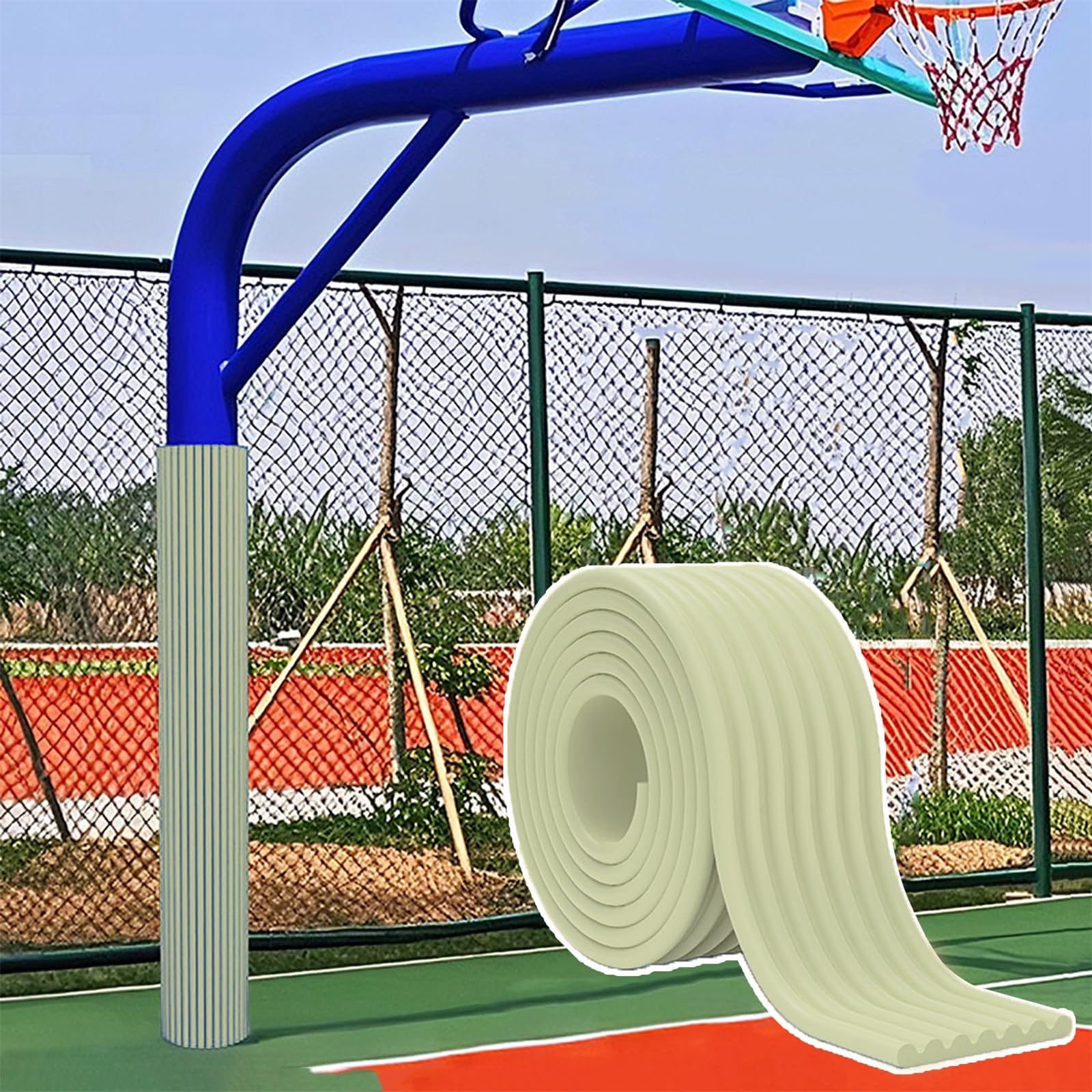 IEOWY Basketball Pole Protector Padding, Safety Post Pads for Basement, Garage, Self-Adhesive Basketball Pole Padding, Anti-collision, Waterproof,E-200cm