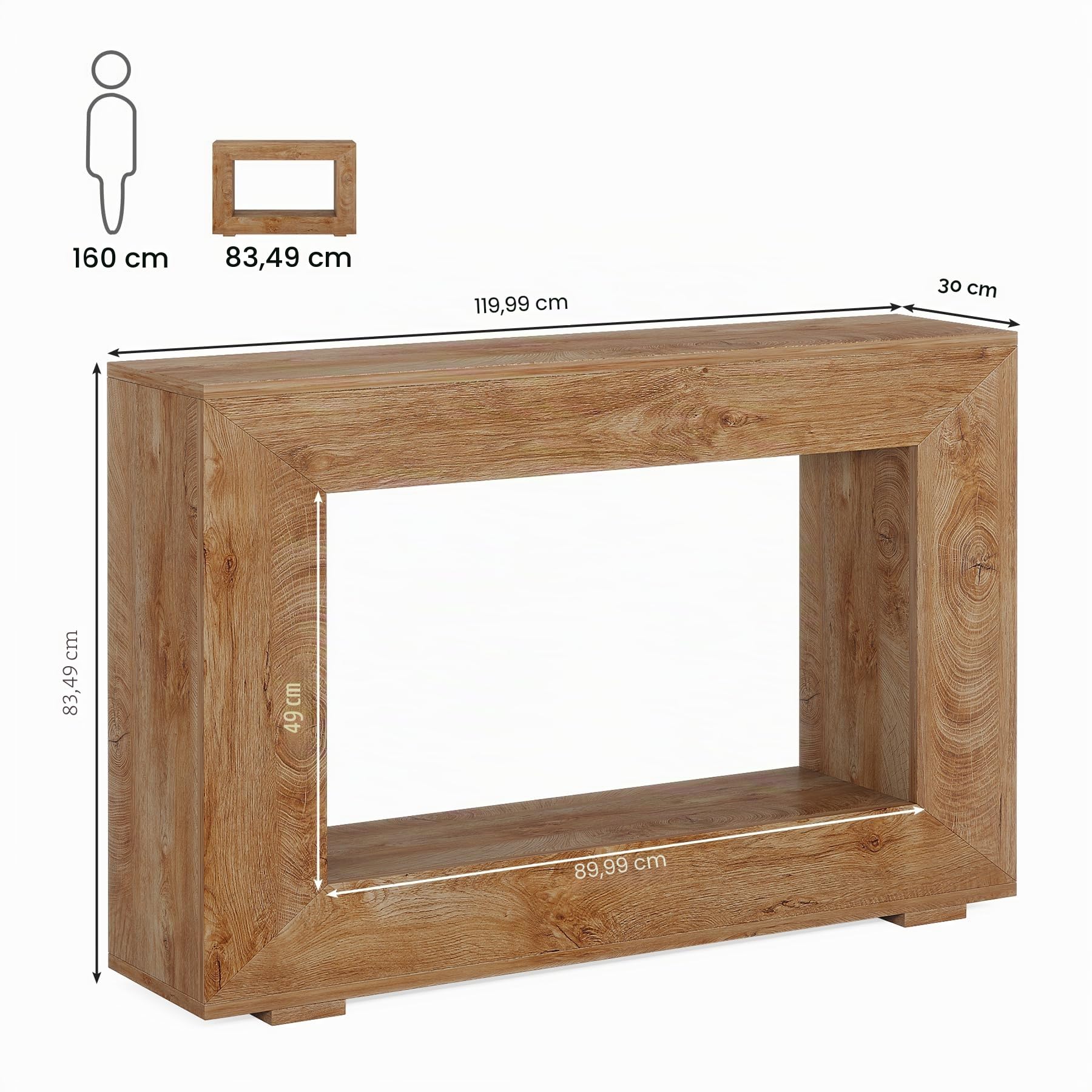 Tribesigns Mesa Consola, Consola de Entrada Industrial, 120 x 30 x 83,5 cm, Mesa Auxiliar de Pasillo, Mesa Auxiliar de Almacenamiento para Pasillo, Sala de Estar, Grano de Madera
