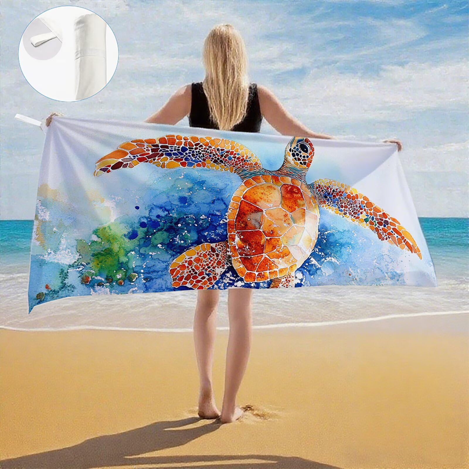 Telo Mare Microfibra, Telo Mare Grande 200 x 100 cm Set da 2, Antisabbia Asciugatura Rapida Assorbente Salvietta da Spiaggia Asciugamano per Palestra Piscina Viaggi Sport Picnic, Regali Donna Q-760