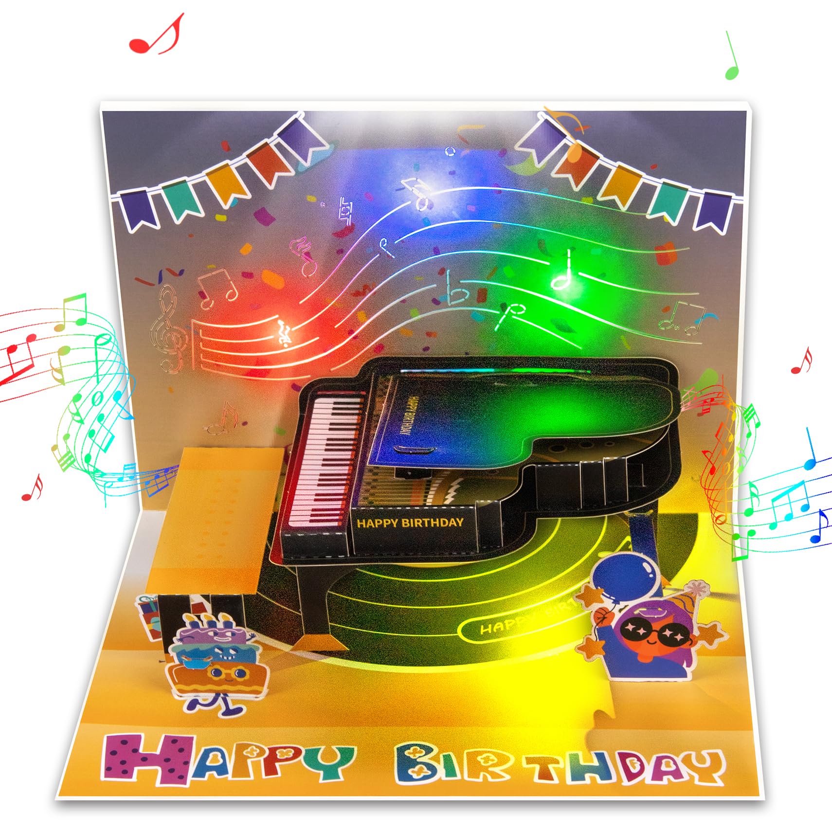 GREETING ART Musical Birthday Cards, Piano Birthday Card With Music and Light, 3D Piano Card, Piano Pop Up Card, Piano Greeting Cards for Men Women