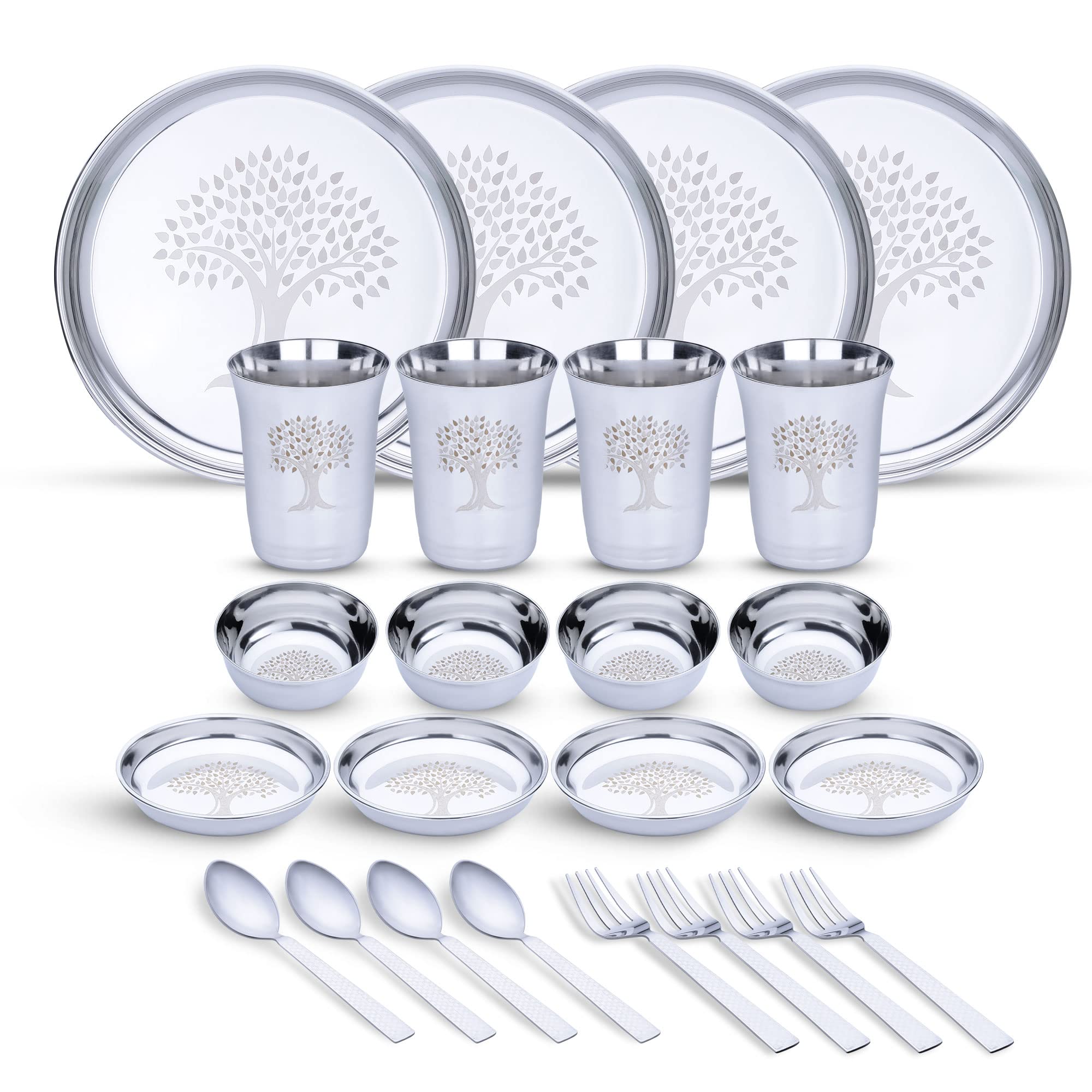 Limetro Stainless Steel Dinner Set (Set of 24- Serves 4)