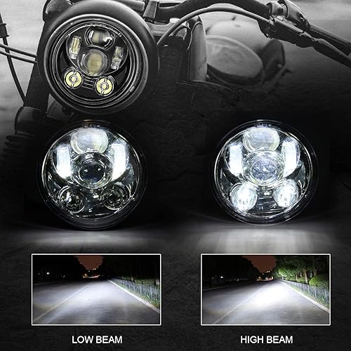 Miniatura 10 de SUNPIE - Faro delantero LED para motocicleta 5-34 5.75, estilo proyector ancho