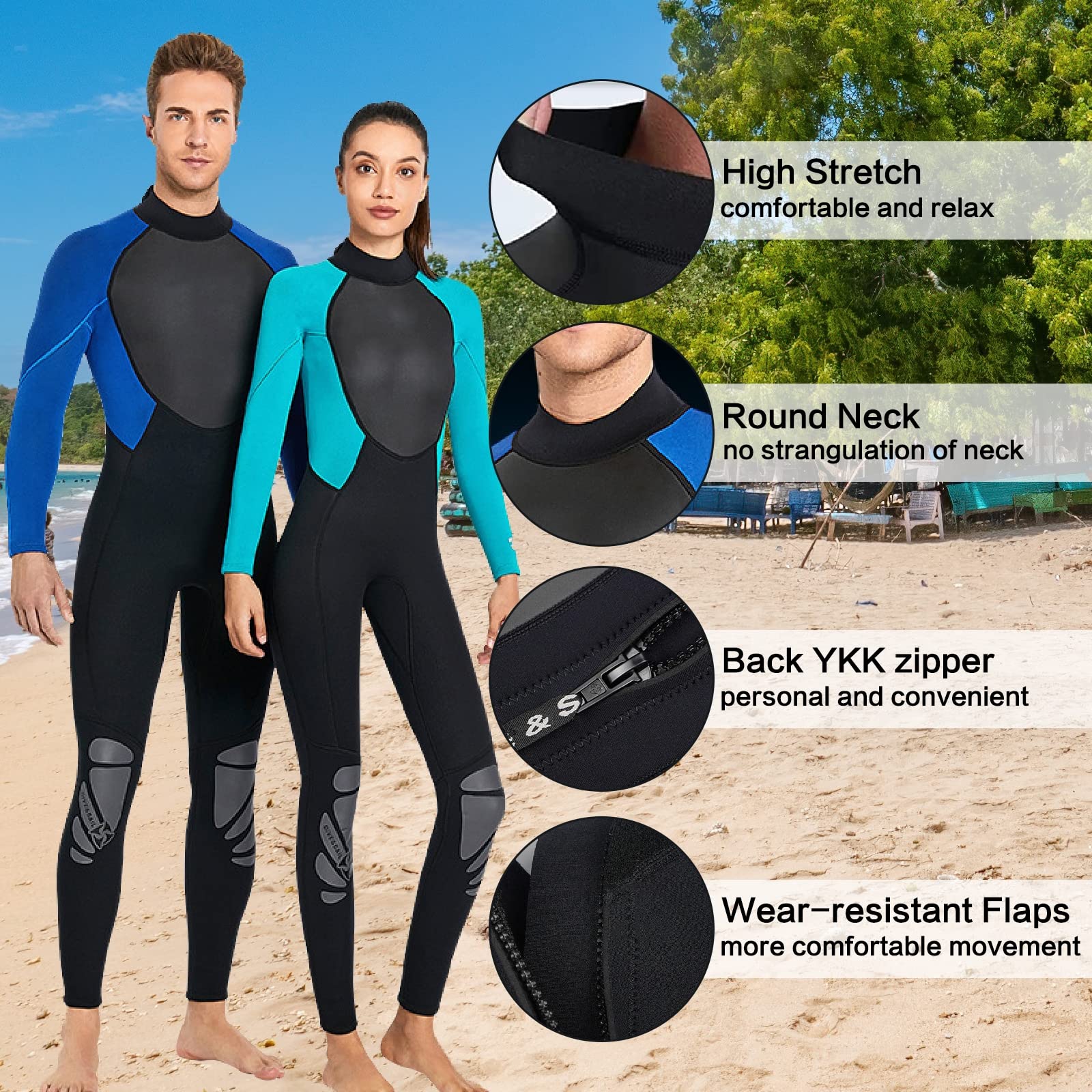 3mm Trajes de Neopreno Hombre Mujer, Traje de Buceo Completo Cremallera Trasera, Térmico Protección UV Wetsuit para Snorkel Buceo Natación Surf Esnórquel,Women Green,XS