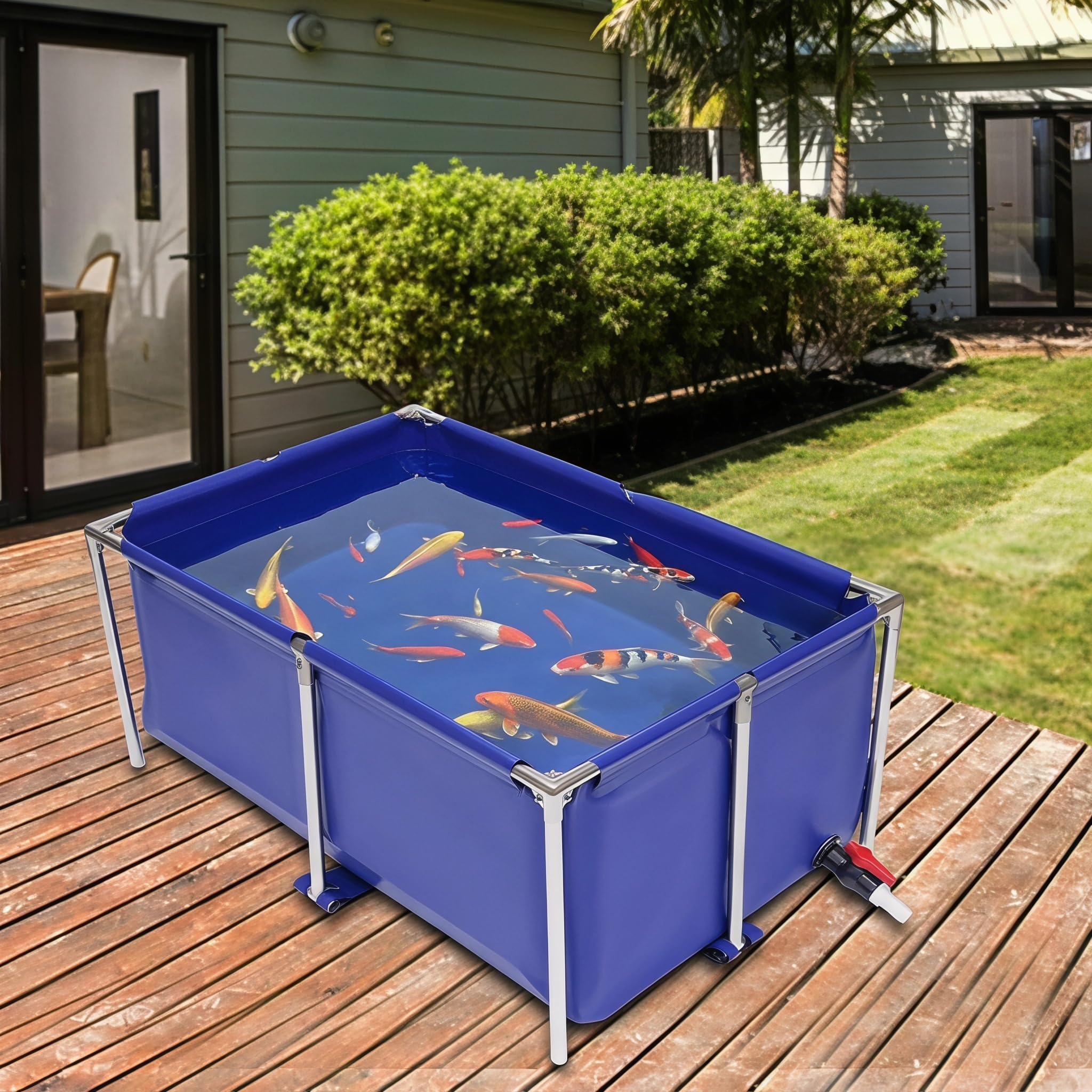 Faltbarer Koi-teich – Tragbarer Oberirdischer Wasserbehälter Für Aquarien Und Fischzucht – Strapazierfähiges Canvas-Becken Für Den Innen- Und Außenbereich