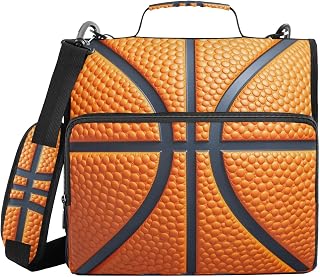 3 Ring Zipper Binder Basketball Texture Binders Bag with Shoulder Strap 500 Sheets Paper Organizer Trapper Keeper Documents Storage File Folder for School Office