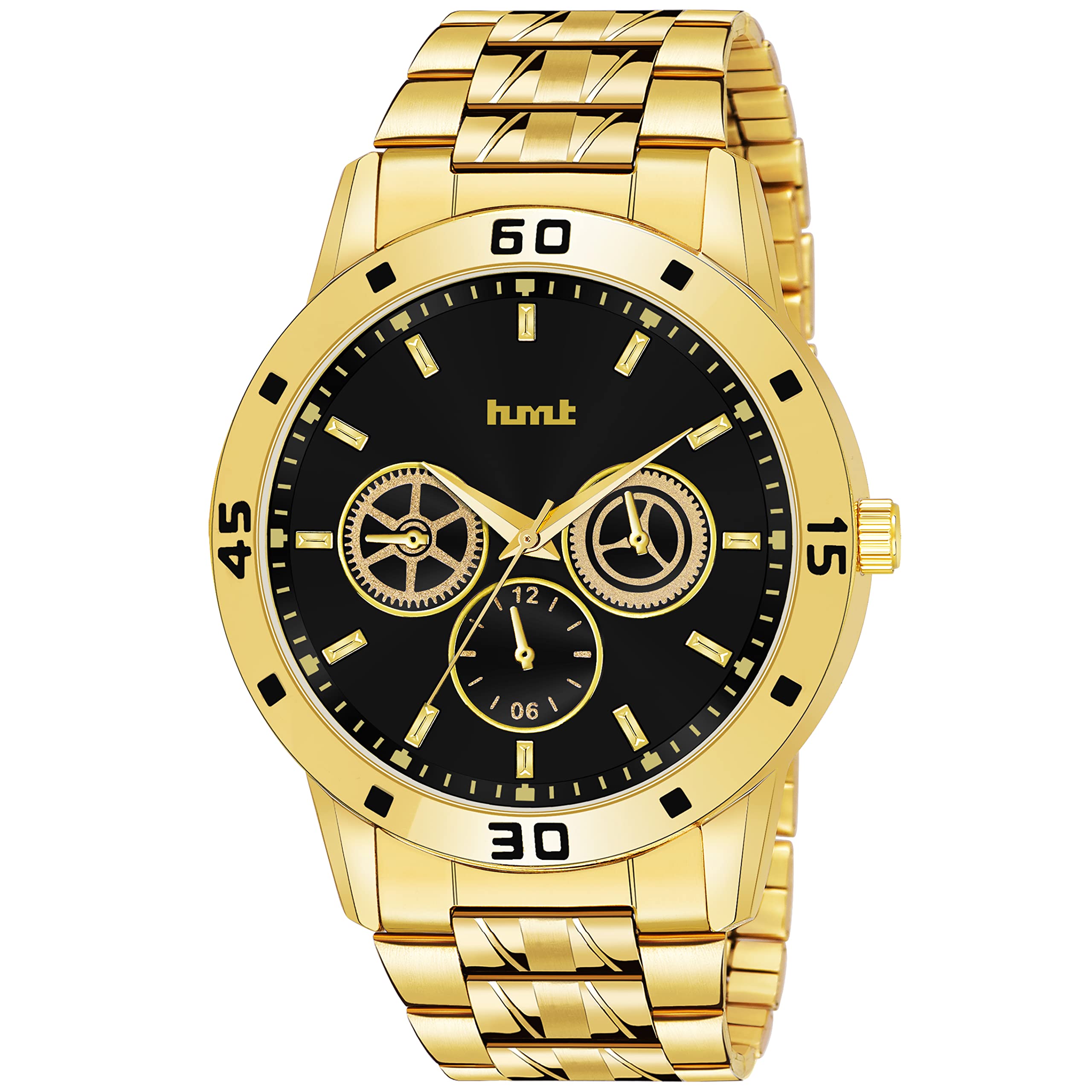 VILLS LAURRENS HMT-DLX Gold Coloured Black Dial Dummy Chronograph Metallic Boys Analog Watch - for Men (B0BHWDLT6W) Amazon Price History, Amazon Price Tracker