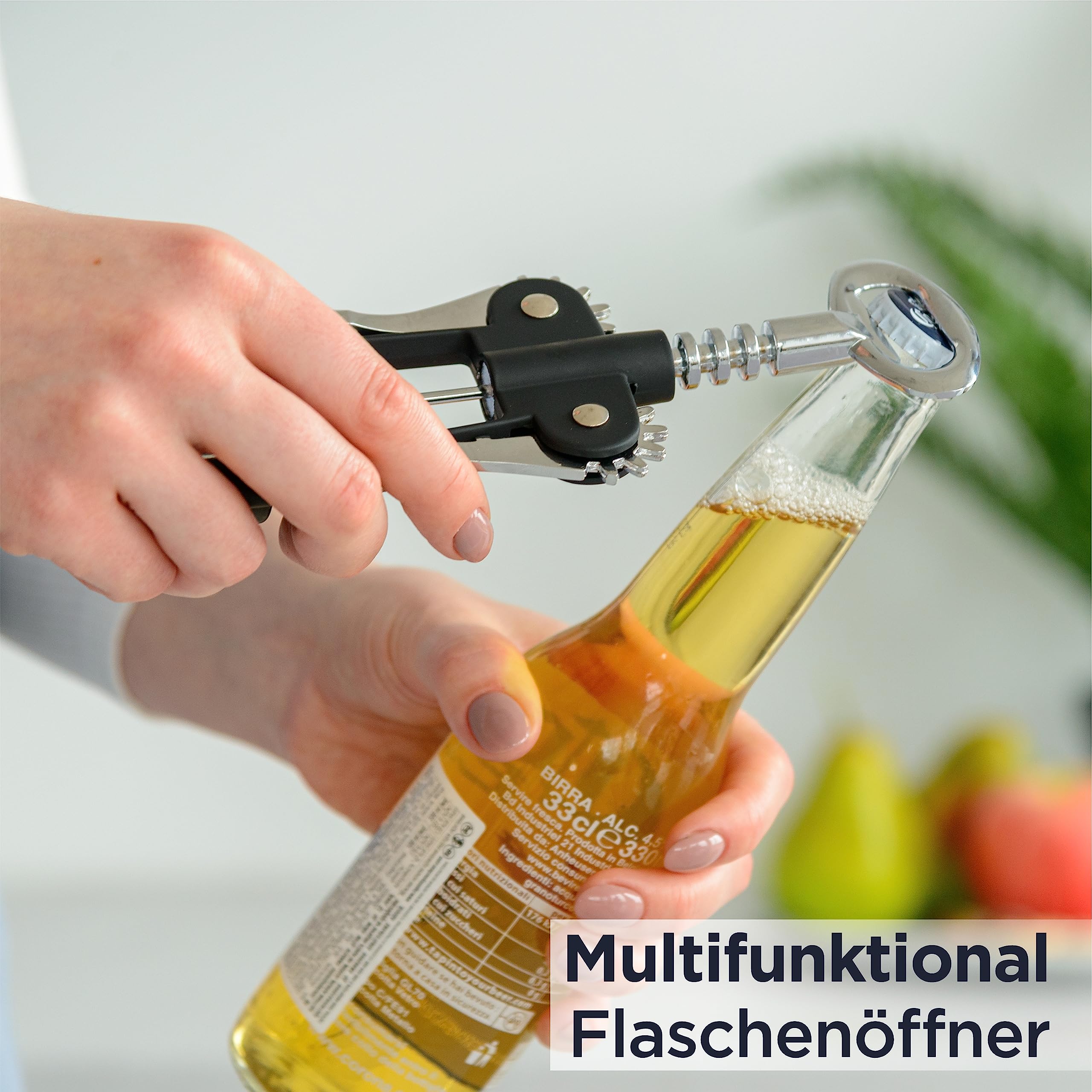 Deiss PRO Wing Korkenzieher-Weinöffner – 2-in-1-Weinkorkenzieher und Bieröffner – Die einfachste Art, Weinflaschenkorken zu öffnen – Zuverlässiger und stabiler Weinöffner – Weinflaschenöffner