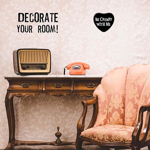 Miniatura 4 de Placa de madera en forma de corazón con gancho  Be Creepy With Me  Arte de pared gótico retro, sala de estar, letrero decorativo de madera de pino