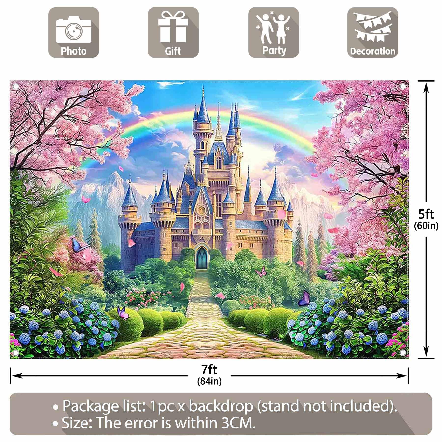 Luminora 2,1 X 1,5 M Toile De Fond En Tissu, Château