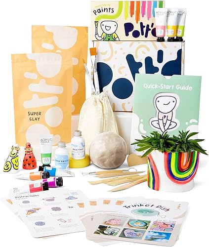 Miniatura 9 de Pott'd Arcilla seca al aire para adultos. Kit de cerámica para principiantes para adultos. Kit de manualidades para adultos. Incluye: arcilla seca