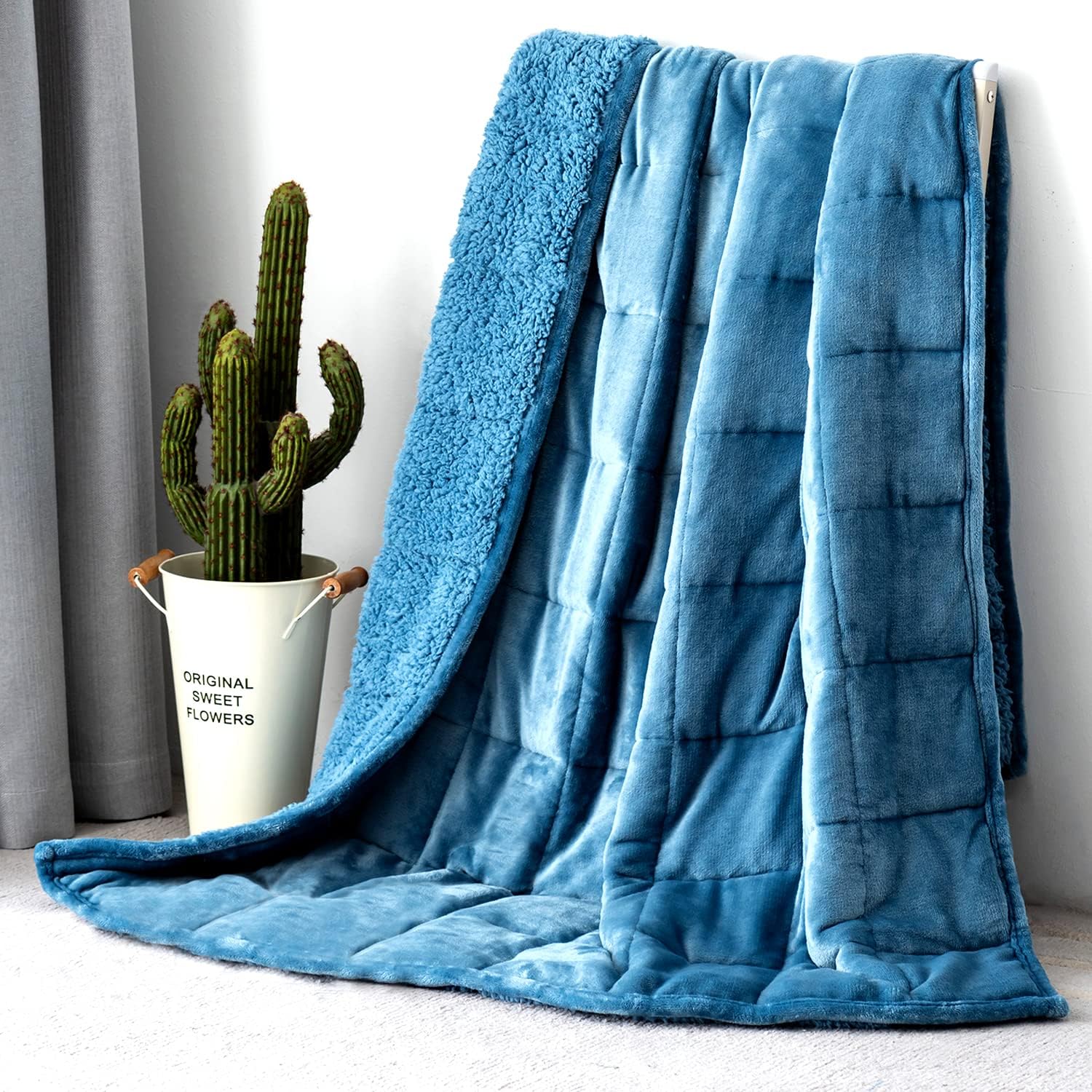 Topblan Sherpa Fleece Weighted Blanket 15lbs, Uniformed