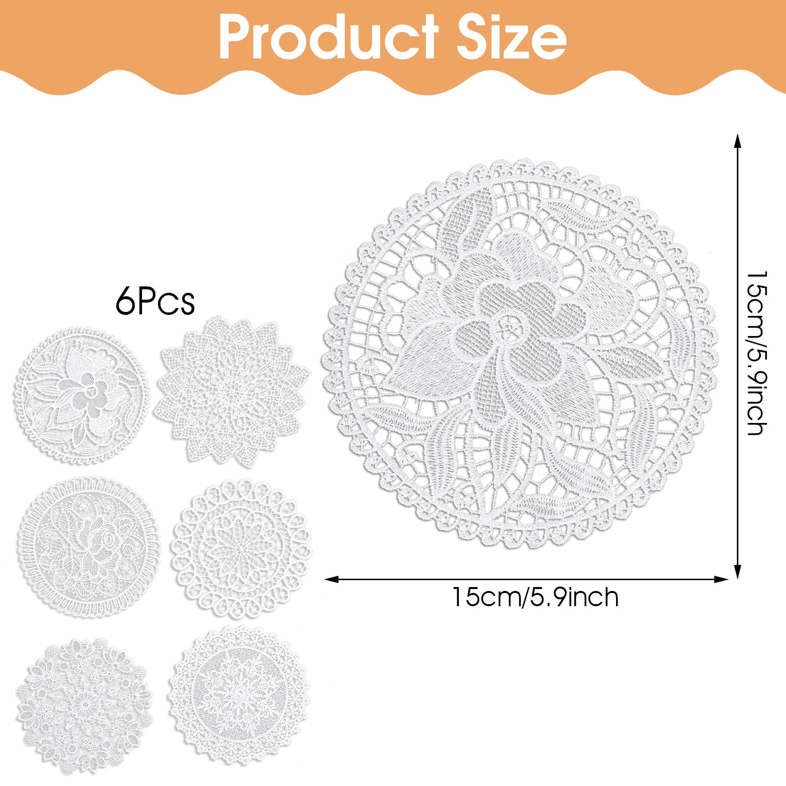 6 Pcs White Lace Doilies - 15x15cm Round Vintage Table Placemats For Decor
