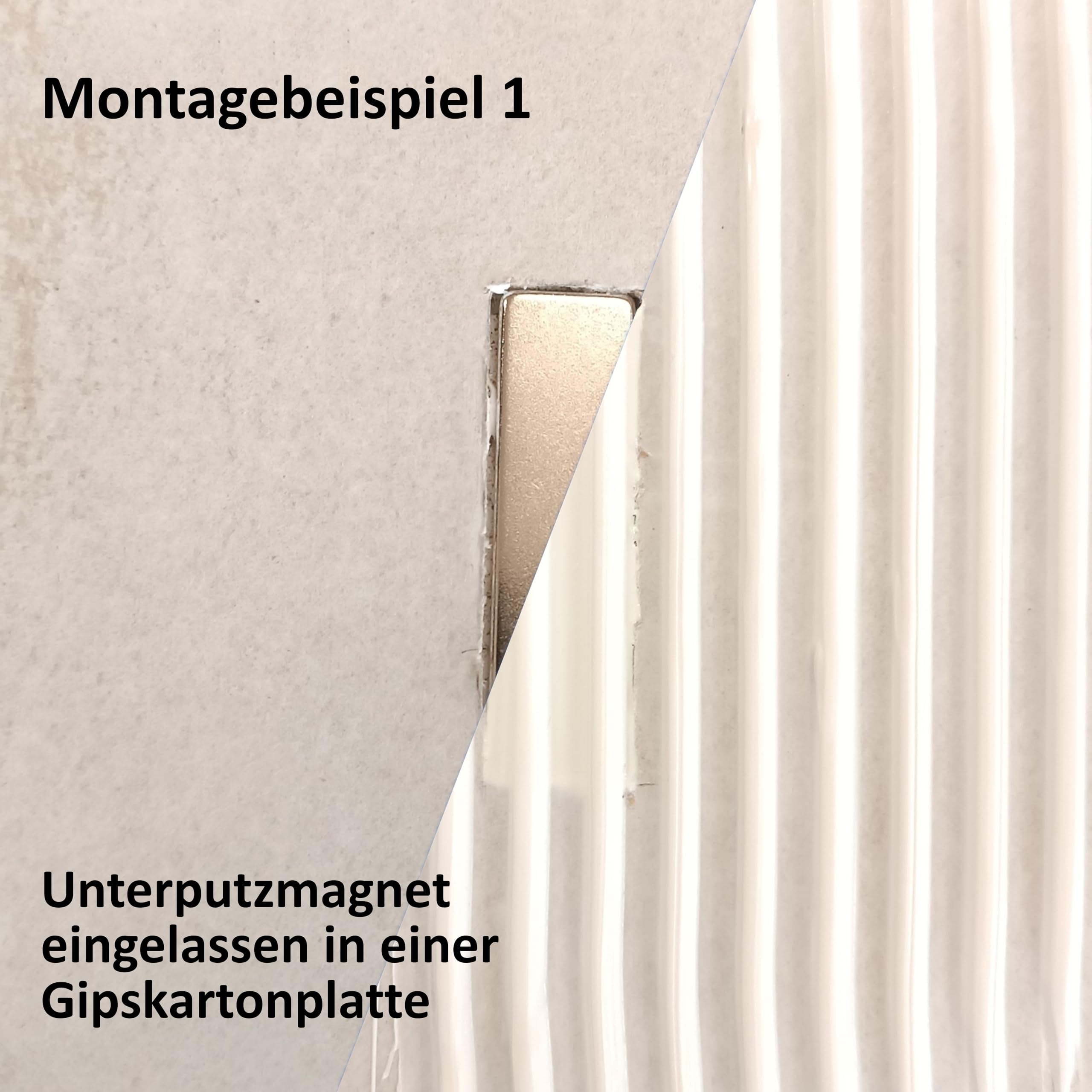 Wandbreite Clip - Magnetische Wandhalterung für Shampoo Duschgel Spülmittel in Dusche Bad Küche (Unterputz Set - Stabmagnet & Magnetplatte)