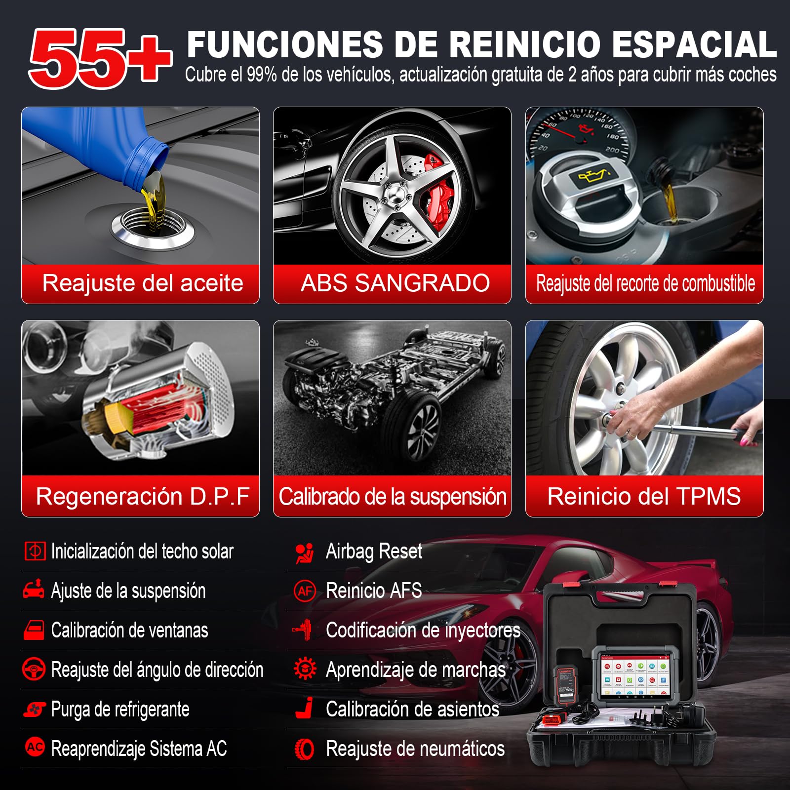 LAUNCH X431 PRO3 Ace OBD2 Diagnosis Coche Multimarca DBScar Bluetooth, Mapeo Topológico, Codificación ECU, CANFD&DoIP, 55+ Servicios, Función SGW, Vehículo Pesado Expanda Escáner, Guiada V.A.G.