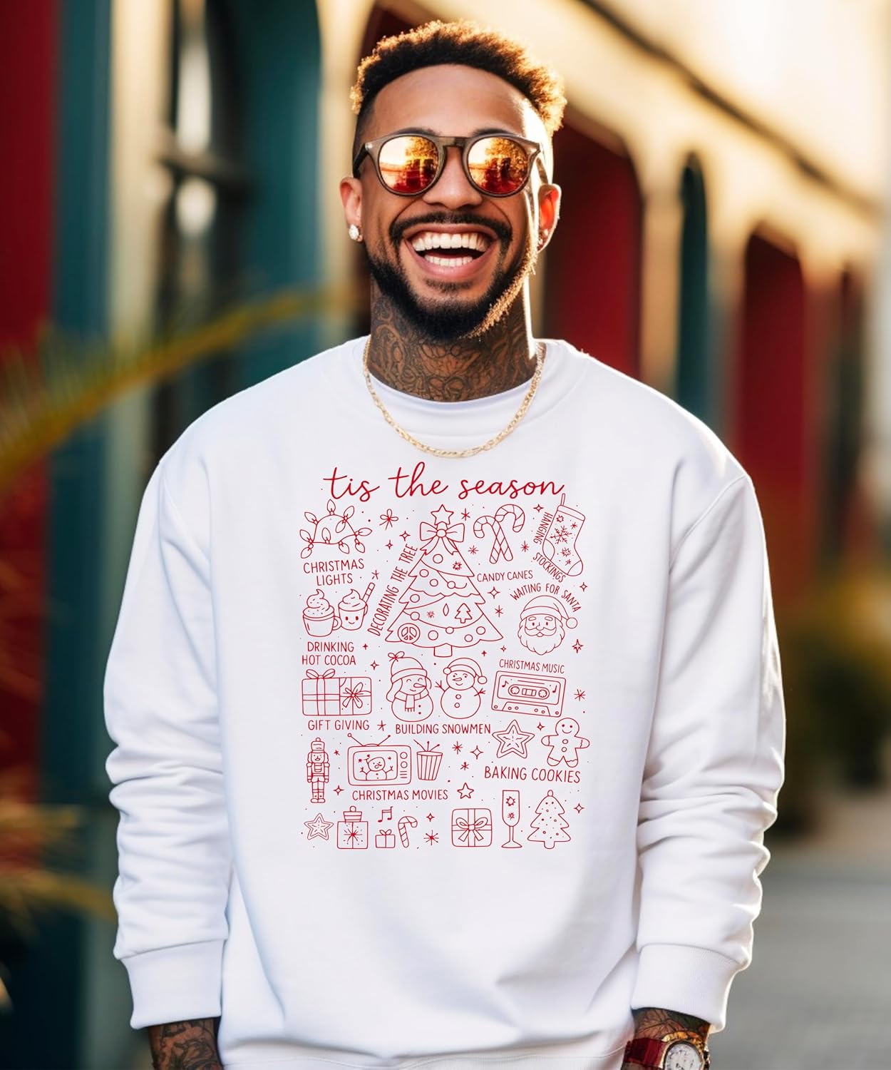 Olive Loves Apple Tis the Season Matching Family Unisex Sweatshirt Christmas Sweater for Men, Women, Girls & Boys