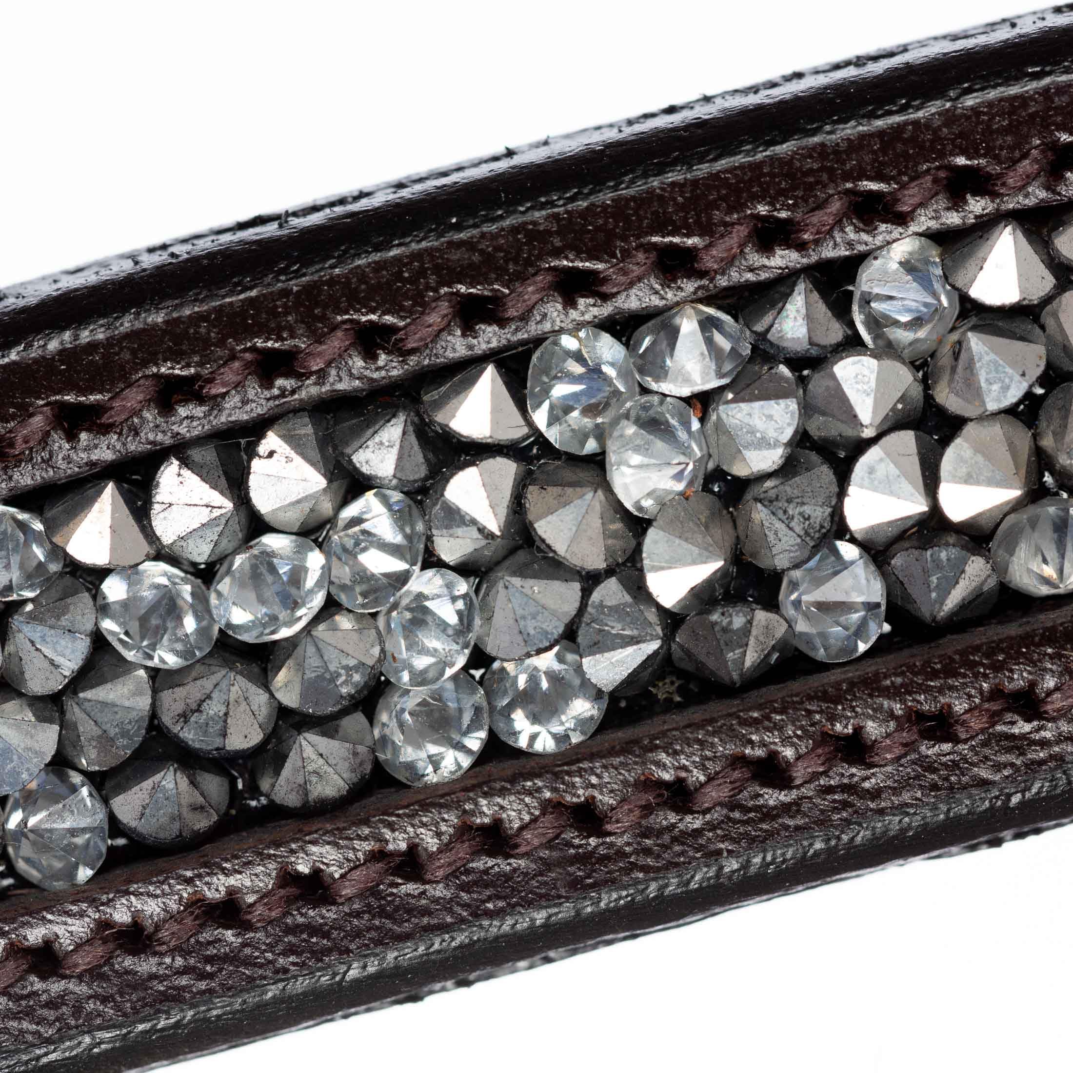 Equinavia Valkyrie Curved Crystal Brow Band - Brown/Silver - Horse