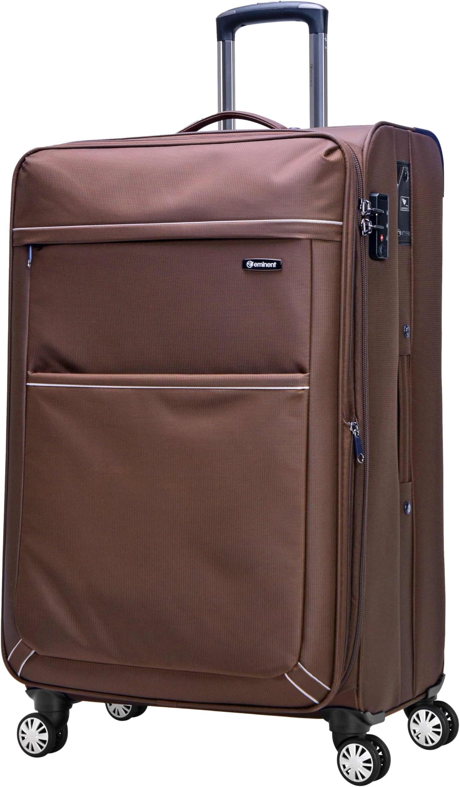 Expandable Luggage Trolley Bag Soft Suitcase for Unisex Travel Polyester Shell Lightweight with TSA lock Double Spinner Wheels V6093SZ (Checked 28-Inch, Camel)