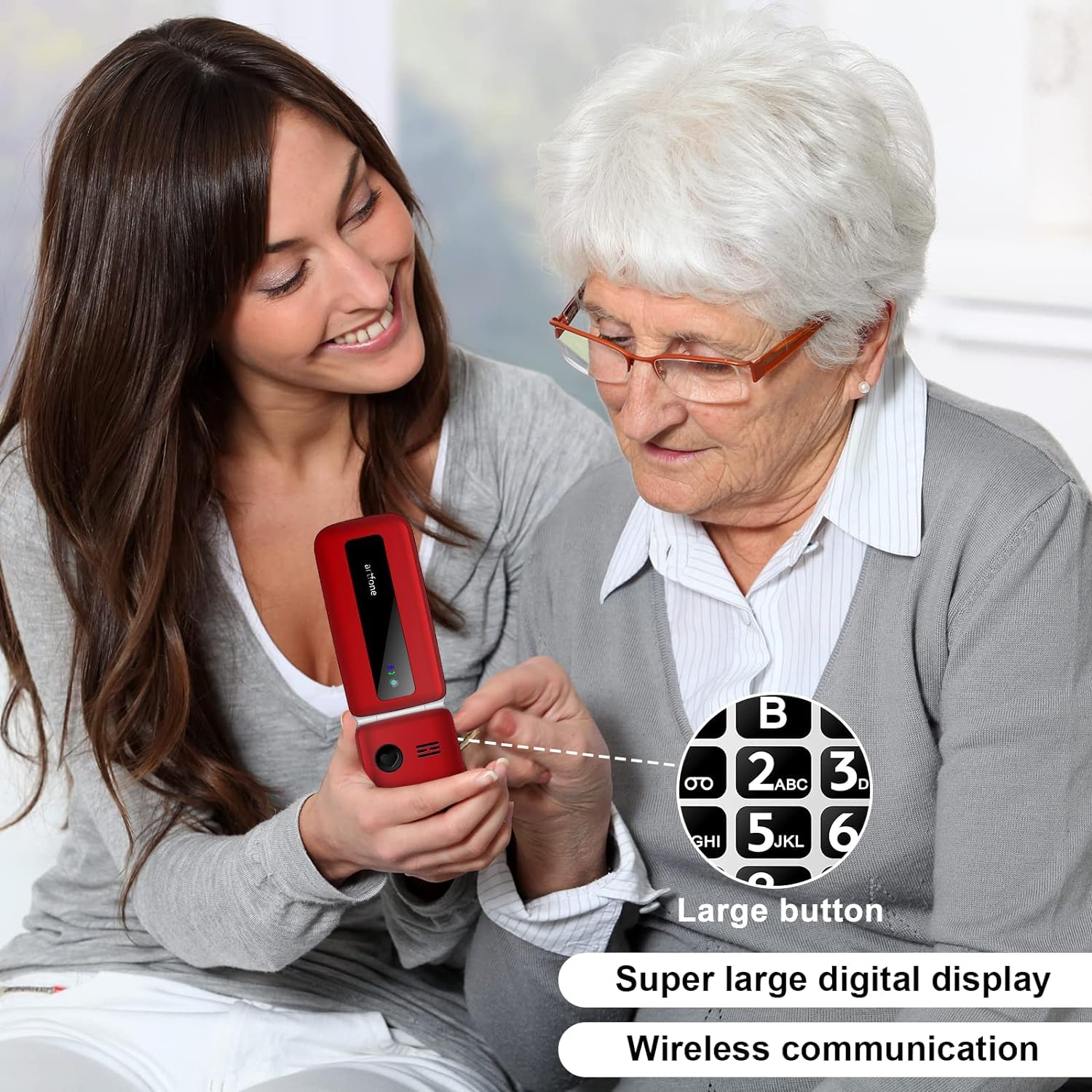 artfone Teléfono móvil para personas mayores con teclas grandes, teléfono móvil plegable sin contrato, botón grande con botón de llamada de emergencia, batería con gran capacidad, 1200 mAh