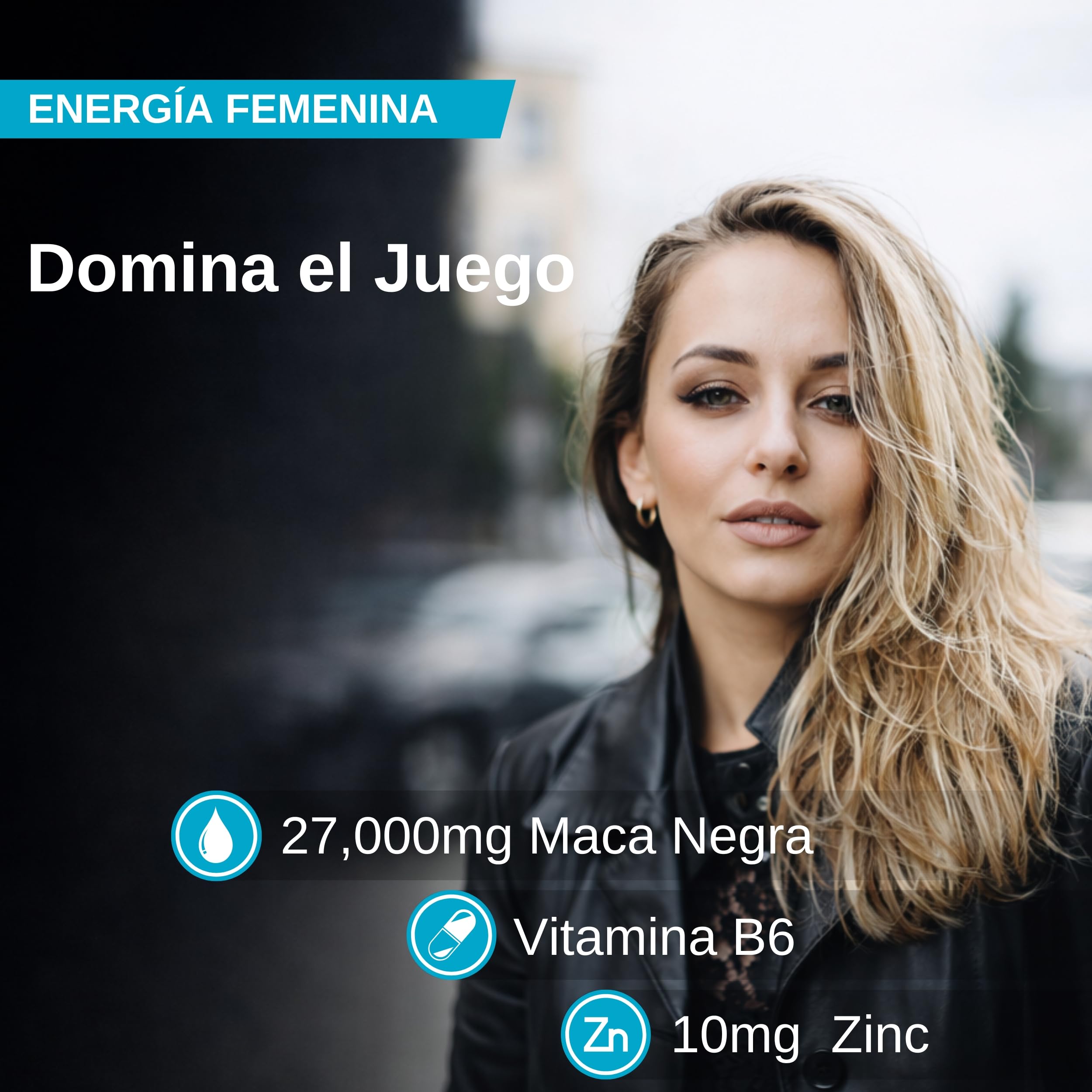 Maca Andina Mujer 27.000 mg de Maca Root – Extracto Estandarizado de Maca Negra 100:1 con Zinc, Vitamina B6, L-Arginina y Taurina – Energía, Resistencia y Balance Femenino – 180 Cápsulas Veganas Nyvos