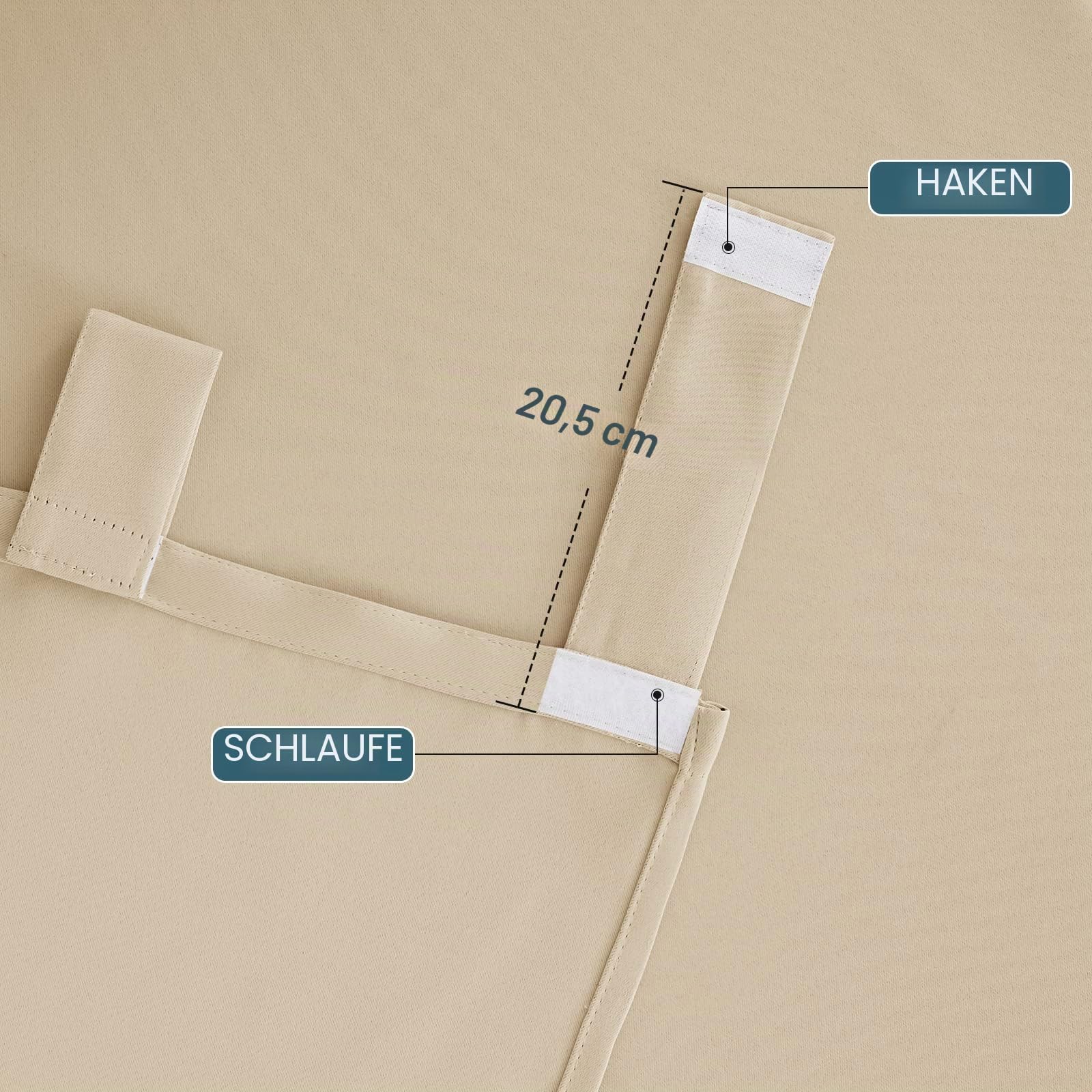 PONY DANCE Outdoor Gardinen Wetterfest 2er Set H 213 x B 132 cm Outdoor Vorhang mit Klett-Schlaufen wasserdichte Outdoorvorhänge Sonnenschutz für Terrasse, Biscotti Beige