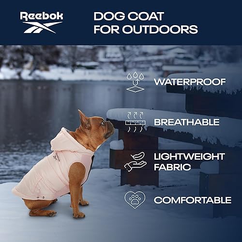 Miniatura 4 de Reebok Chaqueta acolchada para perro, chaleco impermeable con capucha, ropa de invierno para perros pequeños, medianos y grandes, chaqueta de nieve