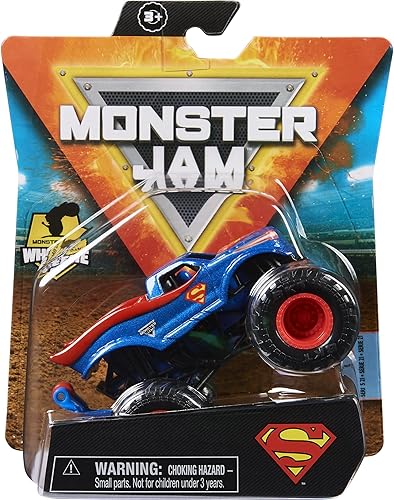 Monster Jam 2021 Spin Master - Camión monstruo fundido a troquel 1:64 con barra de ruedas: héroes y villanos Superman, unisex para niños