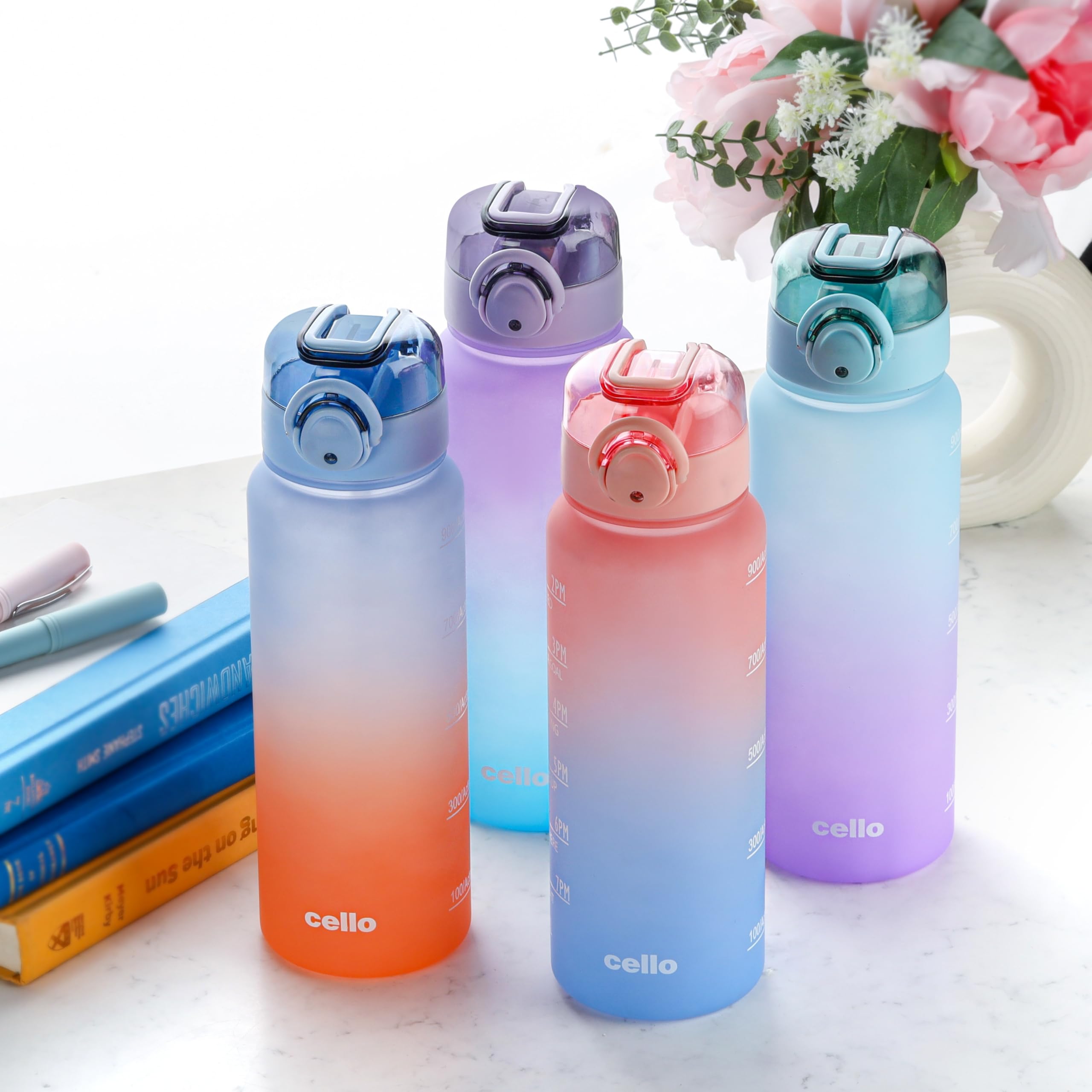 CELLO Buzz Large Sipper Water Bottle, 1160ml Purple Blue