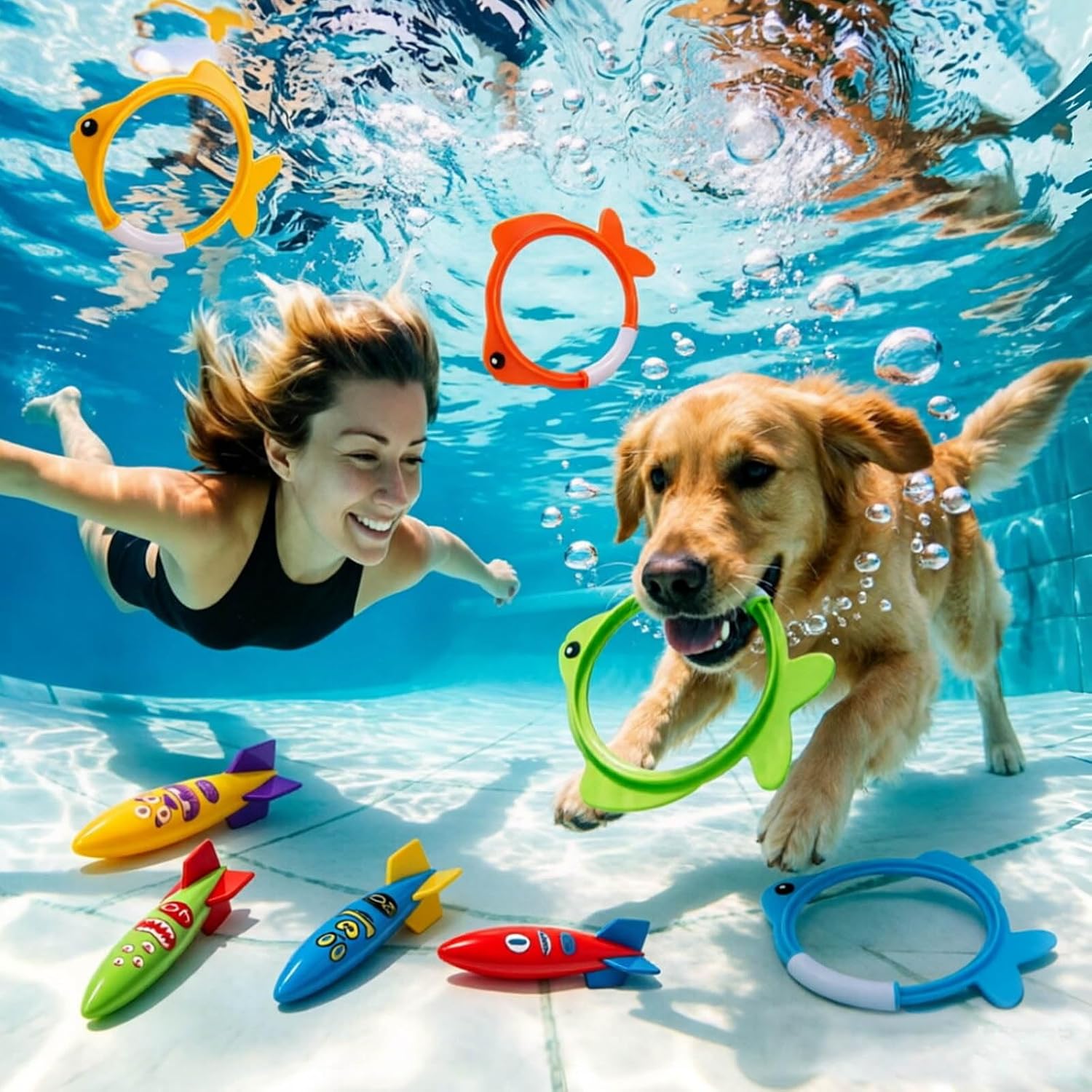 8 PCS Underwater Pool Diving Ring Torpedo Toy for Kids Summer Swimming Game image 5