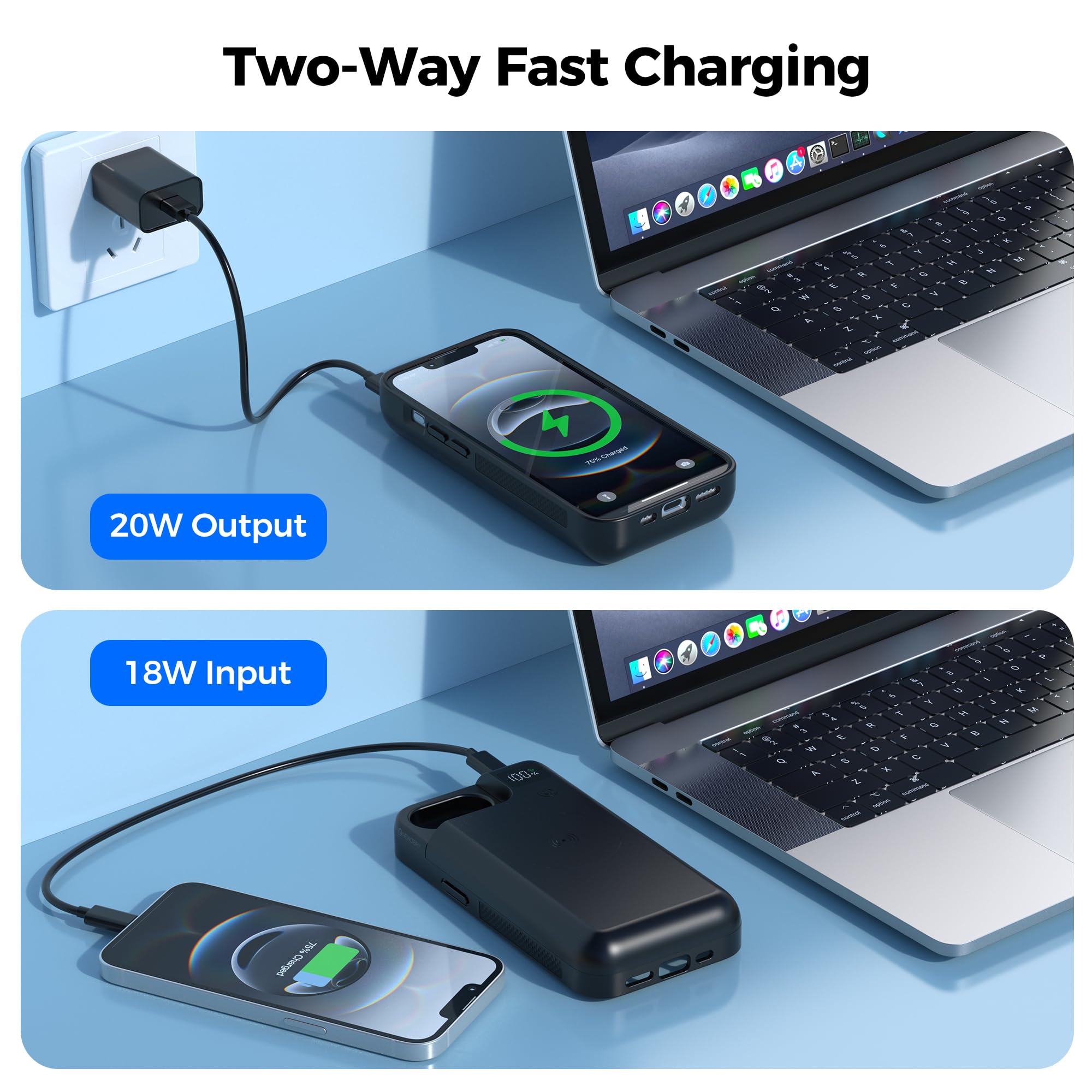 Mavulo Akkuhülle für iPhone 16e/17e, 9300mAh 20W Battery Case, Handyhülle mit Powerbank, Ladehülle Akku hülle für iPhone 16e & iPhone 17e(6,1")