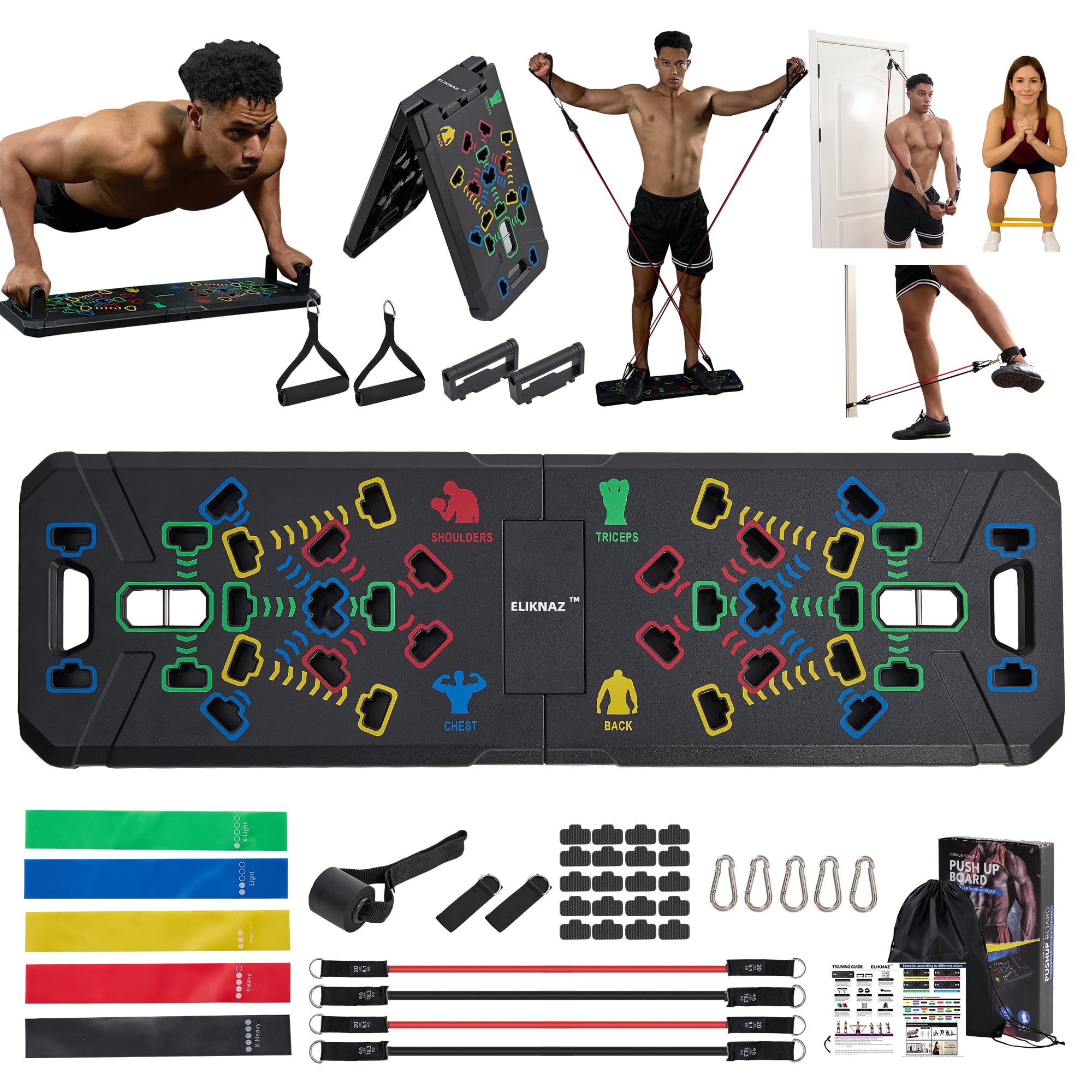 Amazon.com : Eliknaz Portable Push Up Board Gym Kit 25-in-1