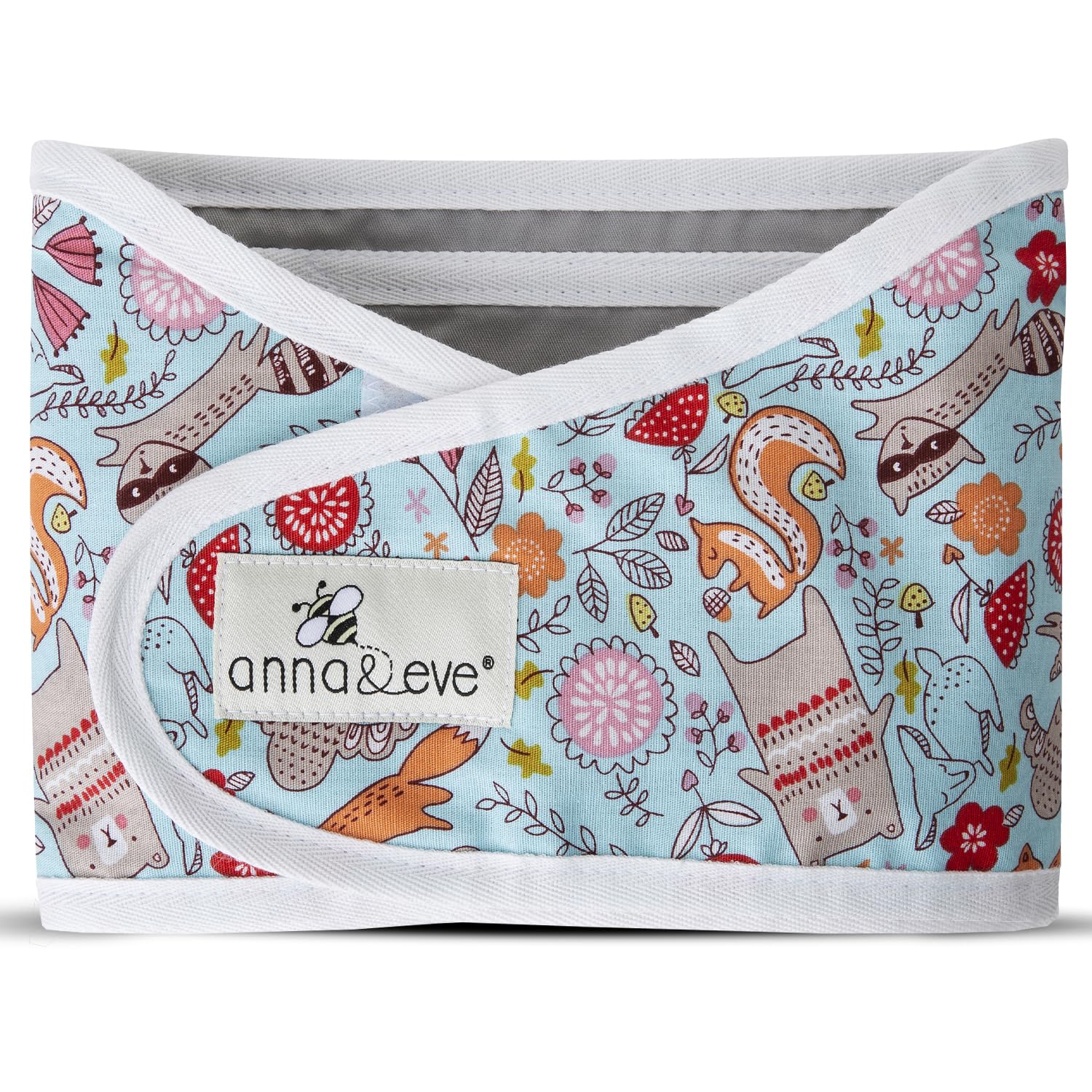 Anna & Eve® Baby Swaddle Strap for Newborns and Infants - 100% Cotton, No Overheating - The Original Arms Only - Adjustable Small Size Swaddle, Fits Chest 13.5" to 17" - Woodland Blue