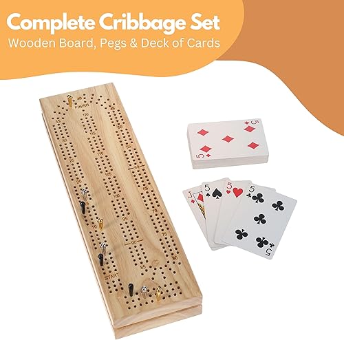 Miniatura 7 de We Juegos Monograma Grabado personalizable Gabinete Cribbage Setcontinuo de madera maciza 3pista Junta con Easy Grip Clavijas, tarjetas y área de