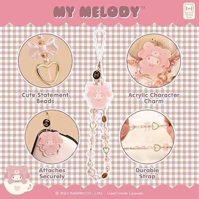 iFace Hello Kitty and Friends Beaded Wristlet Universal Charm Strap [Latte Bear Series] Cute Wrist Strap for Cell Phone Camera Keys AirPods