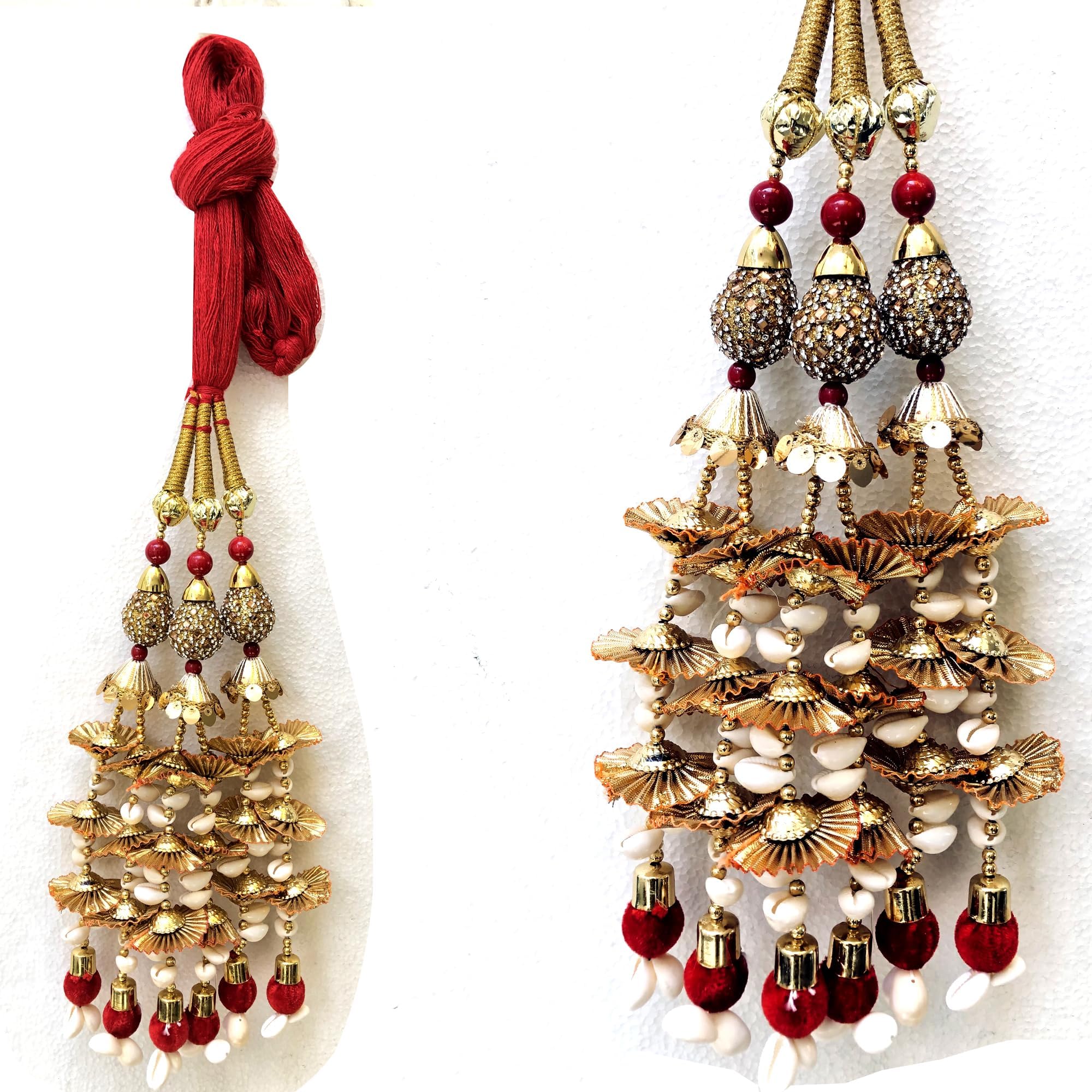 Long Length Whole red Hair Paranda for Women, braide tassles, hair accessory for wedding, Parandi (Red)