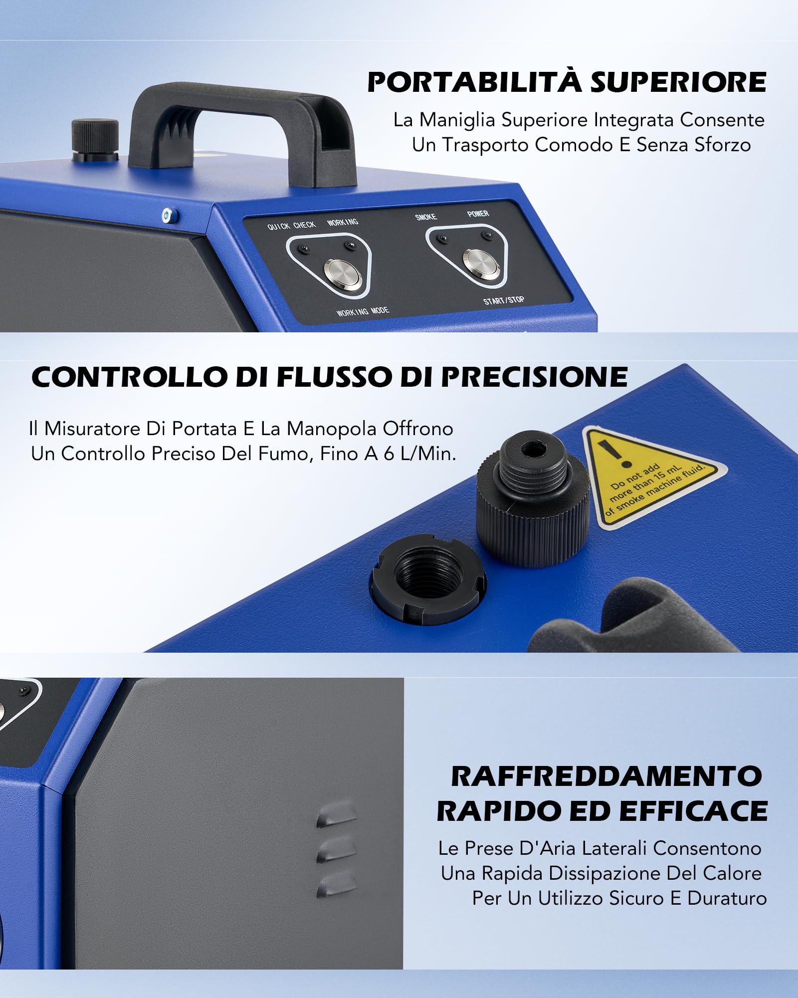 Orion Motor Tech Rilevatore di Perdite Fumo per Auto 12V Macchina di Fumo EVAP per Auto con 6 L/min Manometro, Adattatori Airbag e Coni per Sistema di Carburante EVAP