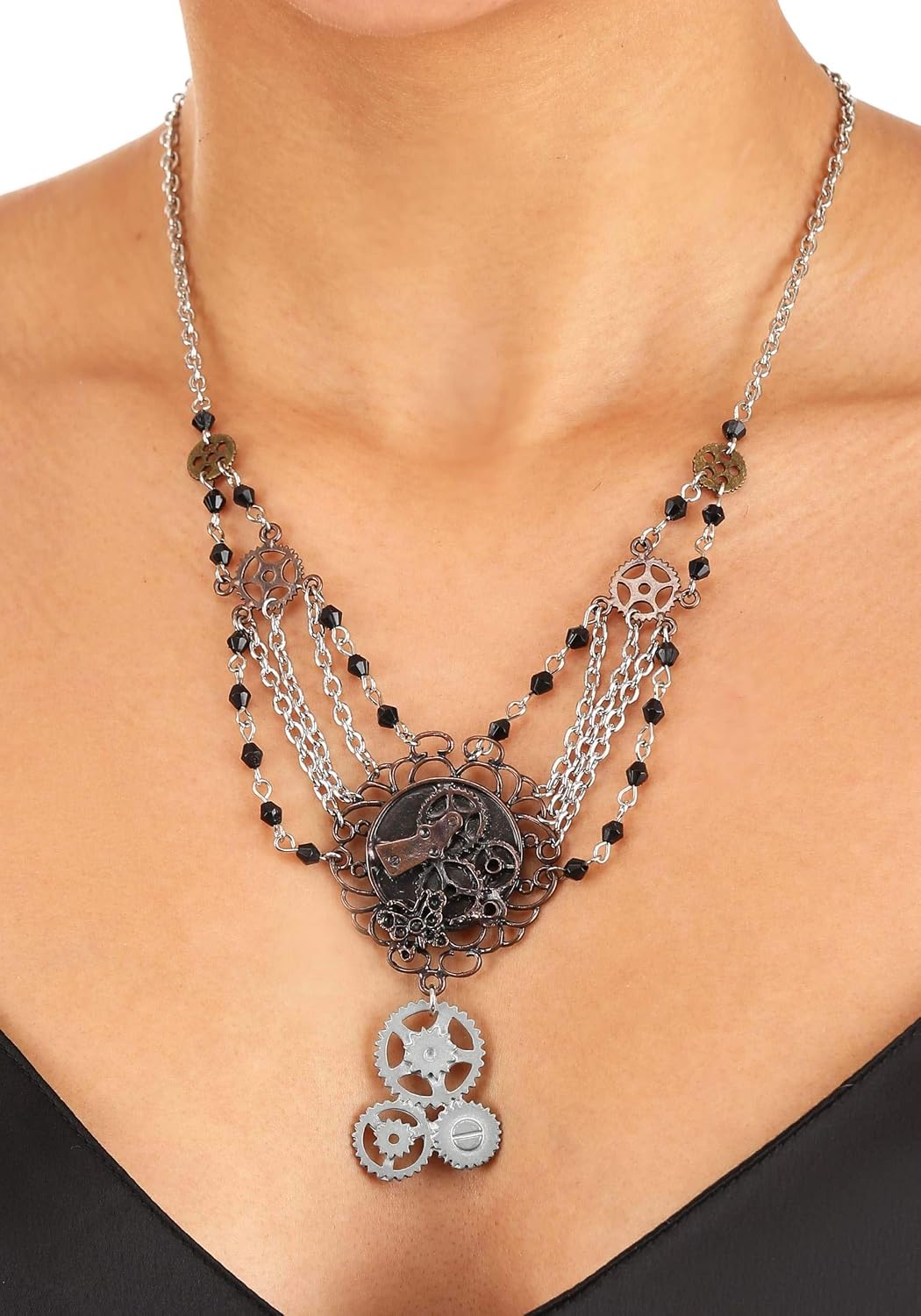 Steampunk Cosplay Gear Chain Necklace Jewelry for Adults