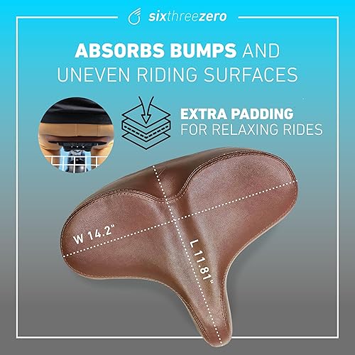 Miniatura 4 de Sixthreezero Asiento de bicicleta, cómodo sillín de bicicleta de repuesto con asiento extra grande y cojín Super Max diseño ergonómico ancho