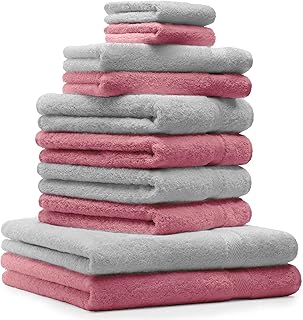 Betz Premium Frottier Handtuch-Set 10-teilig - 2X Duschtücher - 4X Handtücher - 2X Gästetücher - 2X Waschhandschuhe - Silb...