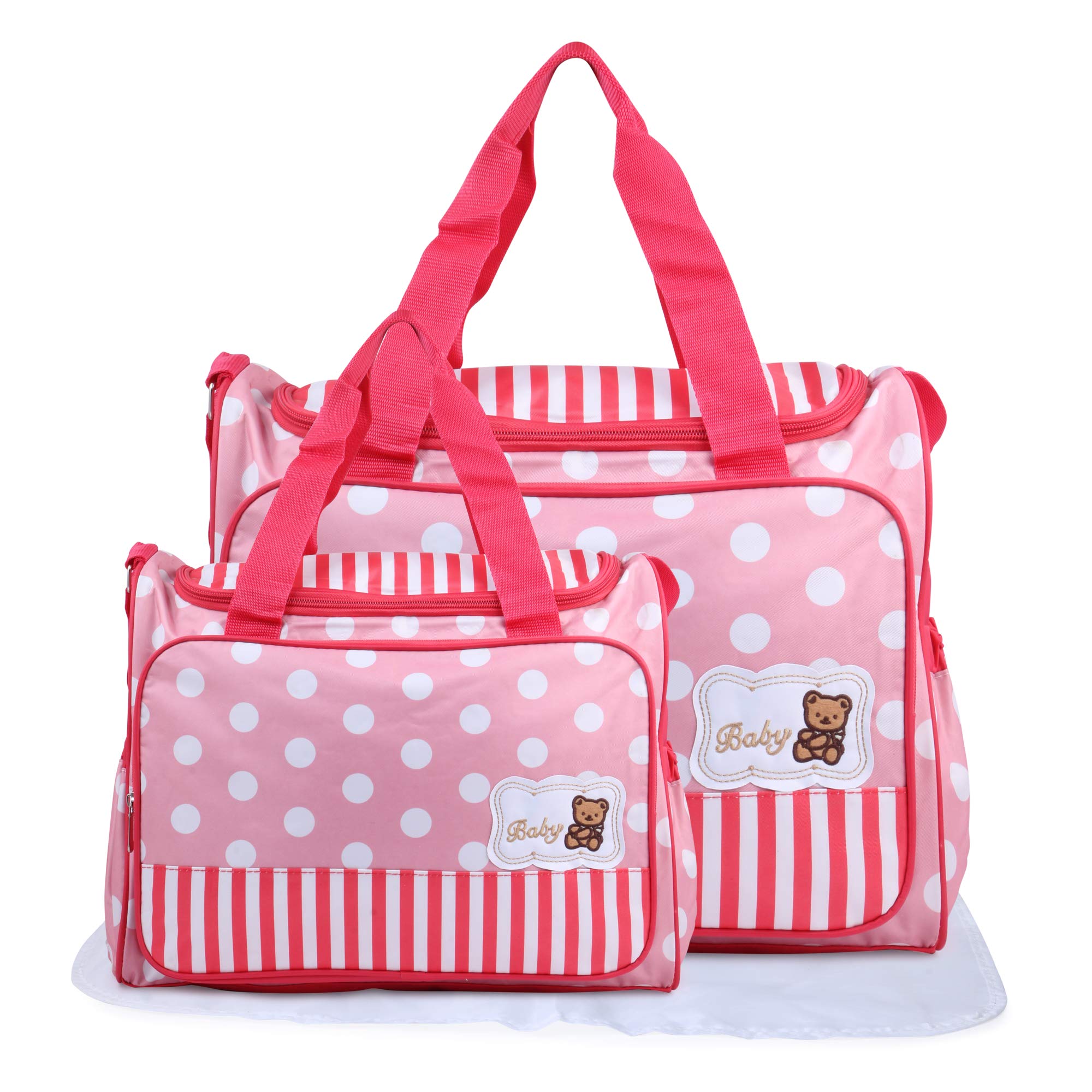 Zest 4 Toyz Diaper Bag, Multi-Function Travel Diaper Bag, Baby Maternity Nappy Changing Bag with Insulated Pocket, Durable Stylish & Waterproof - 2 Piece Set Pink