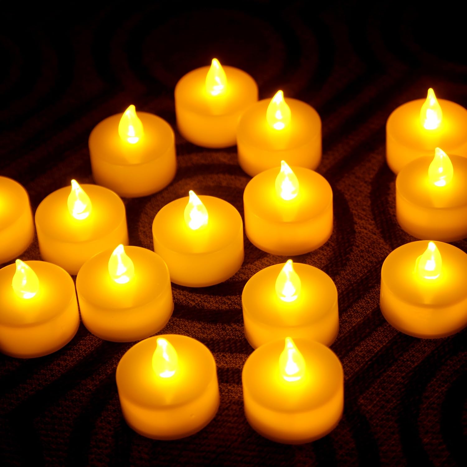 Instapark Flameless LED Tea Light Candles Battery Powered Realistic Bulk Tealights, Warm Amber, Pack of 24