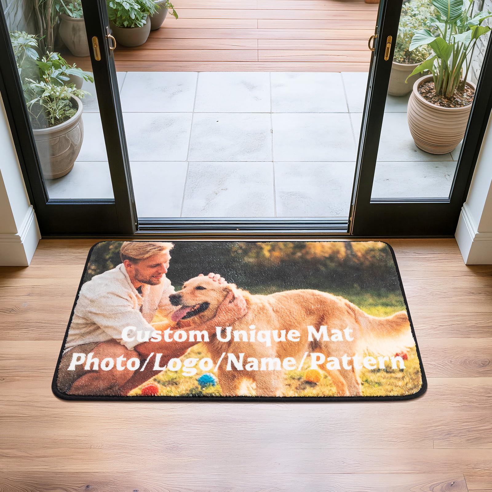 Personalisierte Fußmatte, individueller Teppich mit Foto, Logo & Text, rutschfeste waschbare Bodenmatte, Geschenk für Einzug, Haustier-Geschenk, Maßgeschneiderte Geschenke(50 x 75 cm)