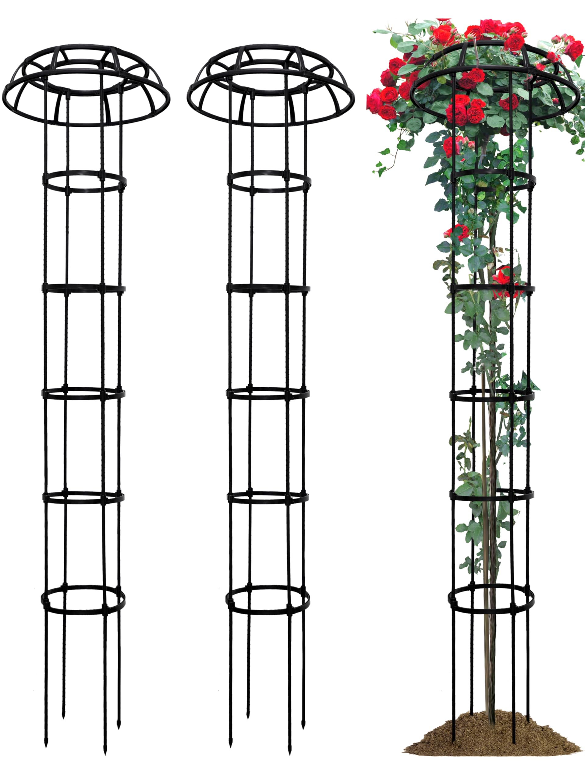 Photo 1 of SORANGEUN 2 Pack Umbrella Top Trellis for Climbing Plants, 76 Inch Tall Adjustable Plant Support for Outdoor Indoor Garden, Sturdy Metal Core with Plastic Coating, Black