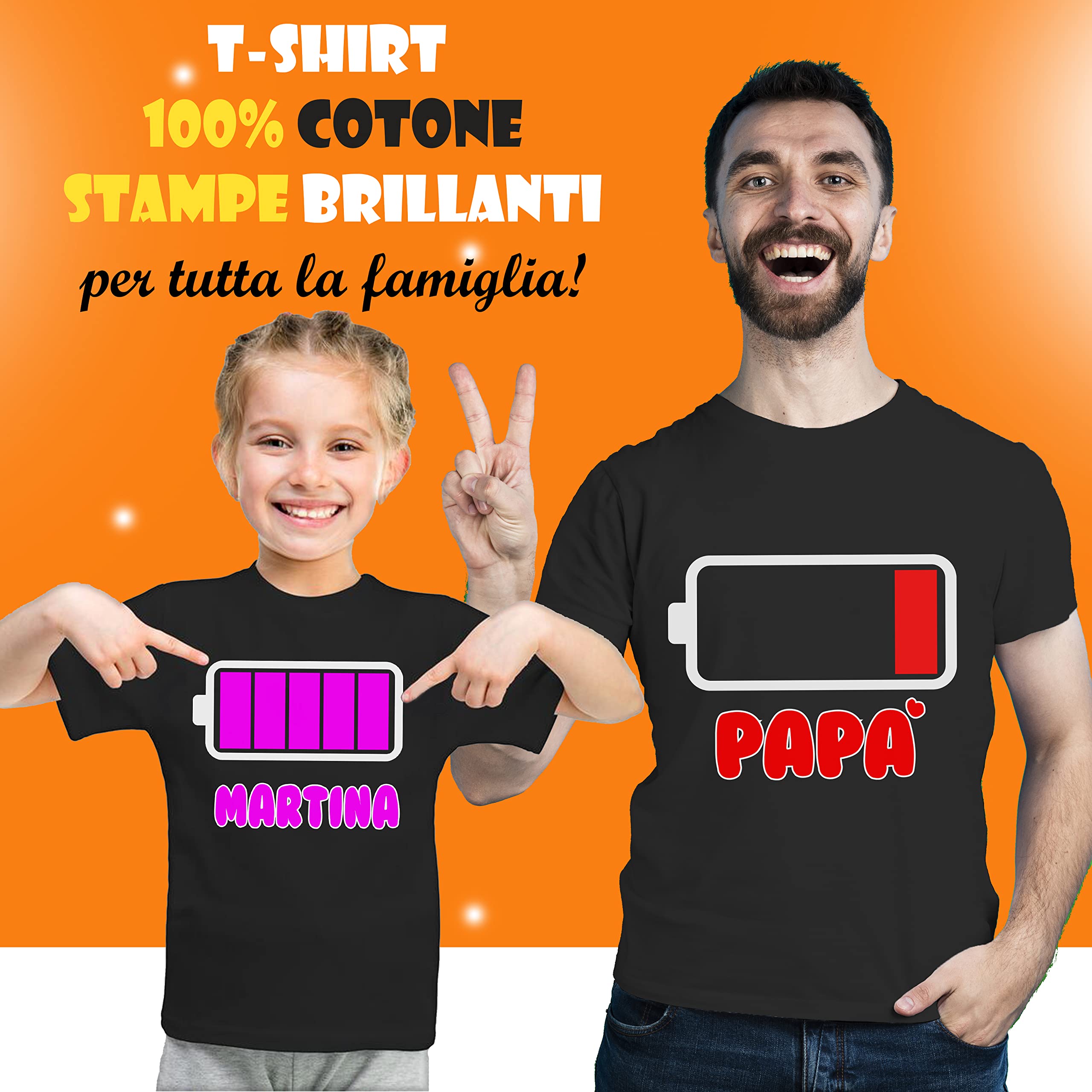 Coppia T-shirt Uomo e Body Neonato Intimo da Giorno - Nome Personalizzato - Padre - Figlia - Femminuccia - Set - Famiglia - Festa Papà - Coordinato - Idea Regalo - Famiglia - Regalo